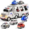 Ambulance Truck Boys Toys for 3 4 5 Year Old Toddlers, Transport Vehicle Carrier, Toy Sets Kids 3-6, Gift for Boys & Girls Ages 4-6 5-7 (Ambulance 5 in 1)
