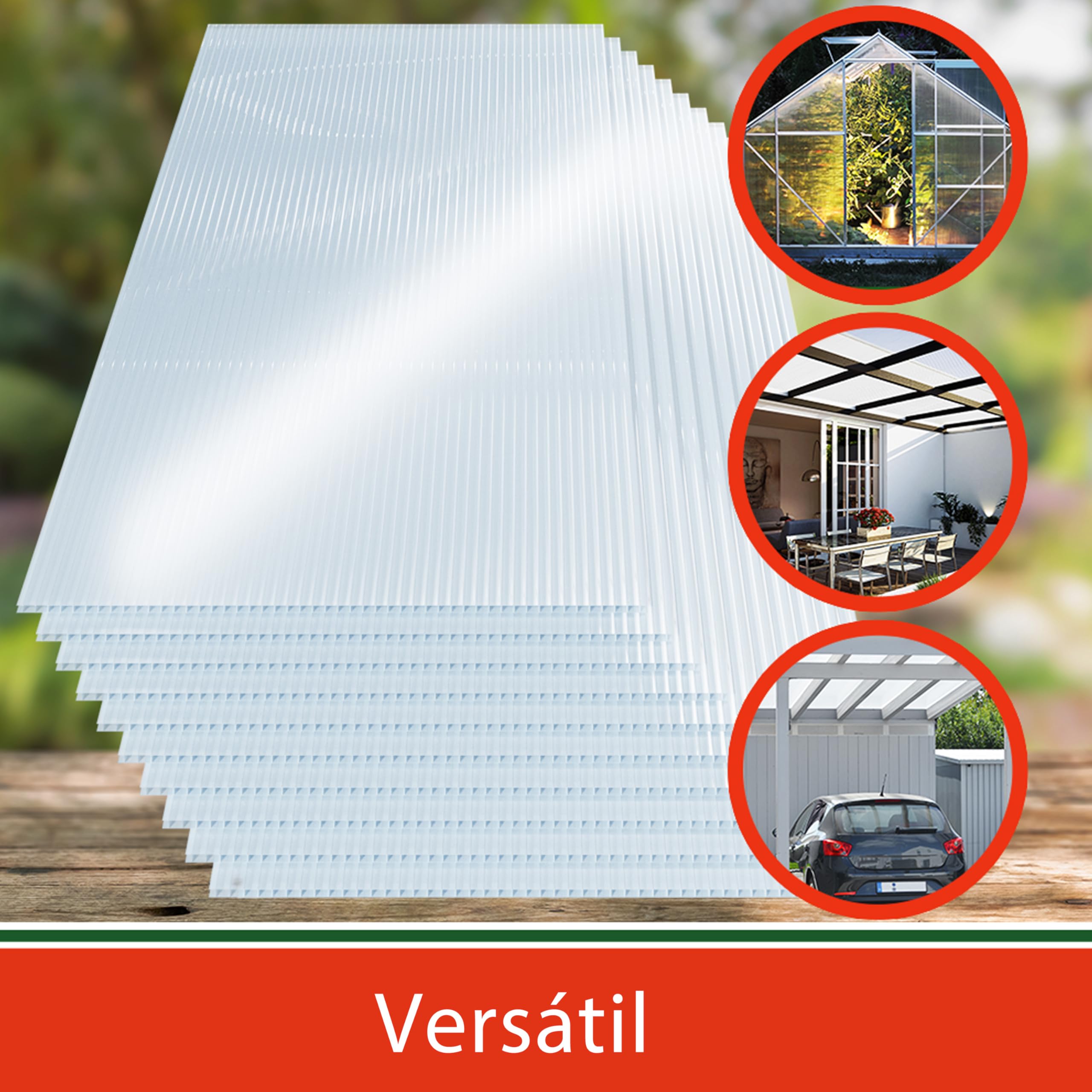 GARDEBRUK® Placas de Policarbonato Alveolar 6mm 121x60,5cm Panel Sandwich Tejado Exterior 7,3m² Transparentes Cubierta Invernadero