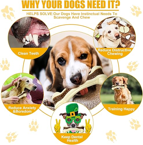 Miniatura 2 de Sosation 10 piezas de juguetes masticables para perros masticadores agresivos de nailon con sabor a carne de res, huesos resistentes para la