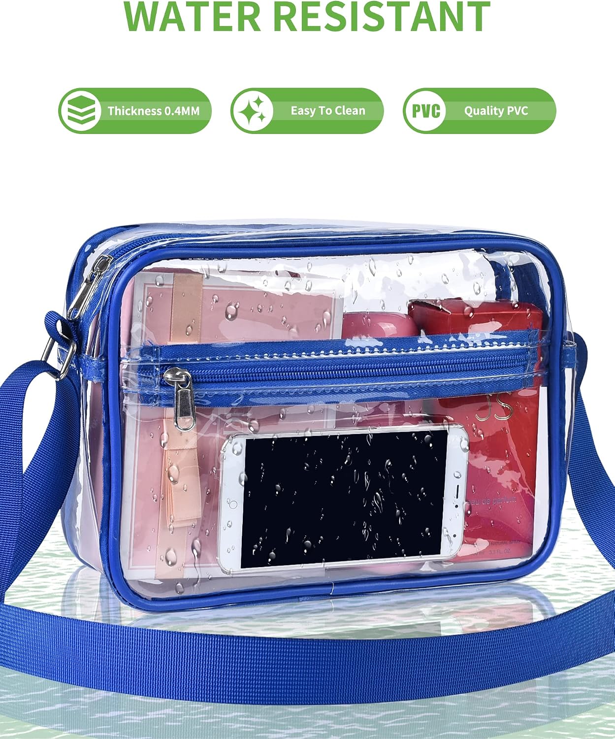 MAY TREE Clear Crossbody Bag Stadium Approved Clear Messenger Bag Suitable for Work, Travel, Concert and Sport Event
