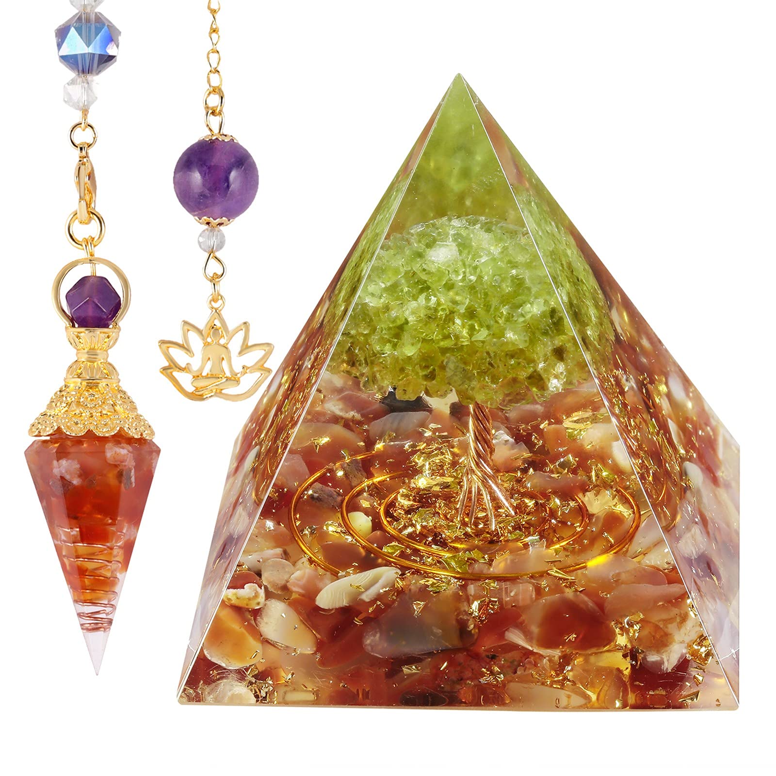 Équilibre des chakras et clarté d'esprit grâce à la pyramide orgonite cornaline