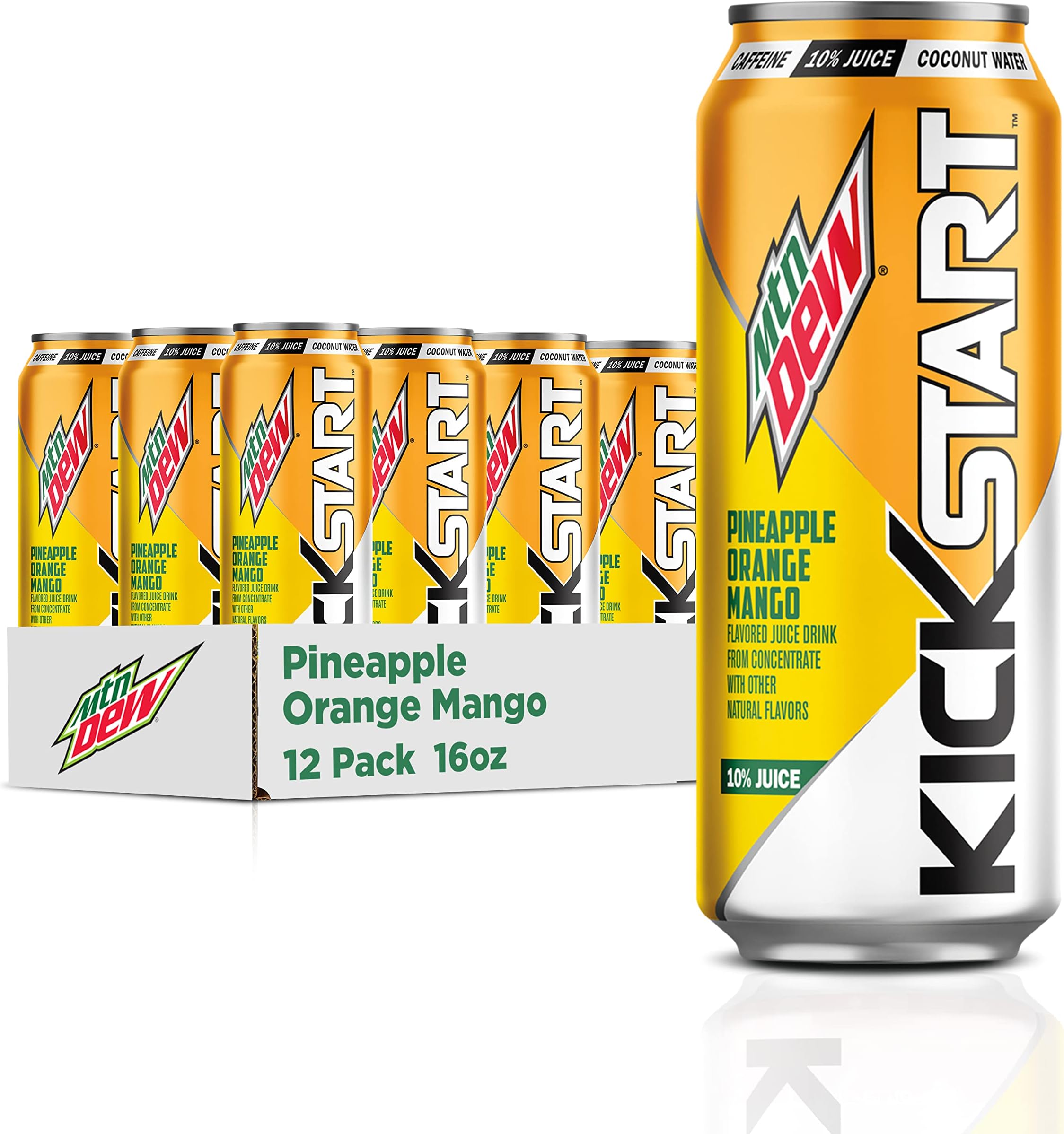 Kickstart, Pineapple Orange Mango, 90mg Caffeine, Vitamins B & C, 80 Calories, 10% Juice, 16 fl oz (Pack of 12)