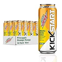 Vista 7 de Mountain Dew Kickstart, ponche de frutas, 92 mg de cafeína, vitaminas B y C, 80 calorías, 5% de jugo, 16 onzas líquidas (12 unidades)