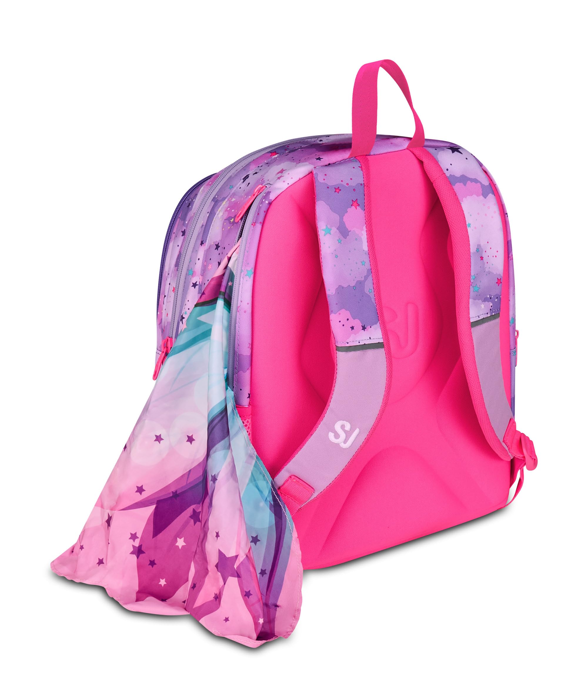 SJ GANG STYLE JAM GANG Zaino Scuola Advanced, Fucsia, Maxi Ali Estraibili, Doppio Scomparto e Tasca per Borraccia, 29 L, Zaino Scuola Elementare, Zaino Bambina