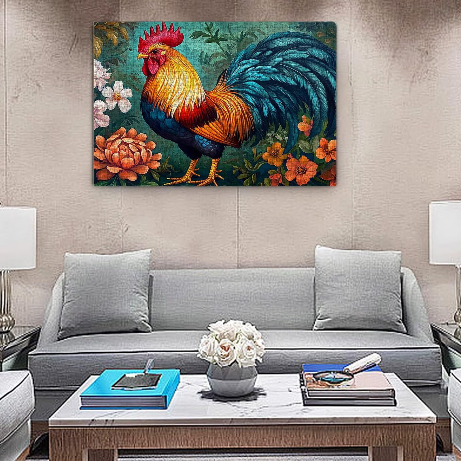 Puzzle dla dorosłych, 2000 sztuk, trudne drewniane puzzle, gra, gra logiczna, gra ręczna, dekoracja rodzinna, kreatywna rozrywka, prezent 70 x 99 cm kurczak zwierzę 1 K0F-389