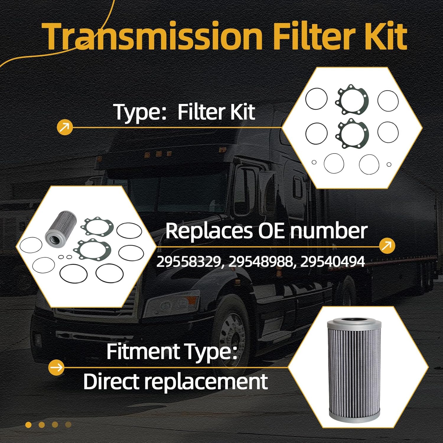 4 PCS Transmission Filter Kit Compatible with Allison MD3060 3000-4000 Replaces OE# 29548988 29558118 29558329