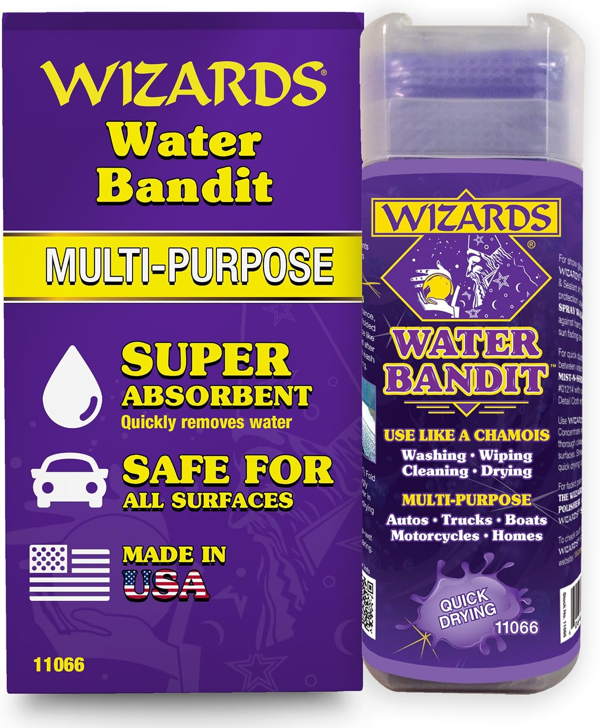 Wizards Water Bandit - Chamois Drying Towel for Car Detailing - Absorbent & Scratch-Free Wash & Dry - Ideal for Autos, Boats, Trucks & Motorcycles - Shammy Towel for Detail and Cleaning - 21" x 17"