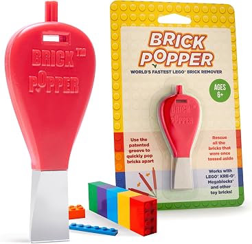 Brick Popper Easy Block Removal Dedicated Tool, Made of Metal, Long Lasting, for Kids and Adults, Ages 6 and Up, Red