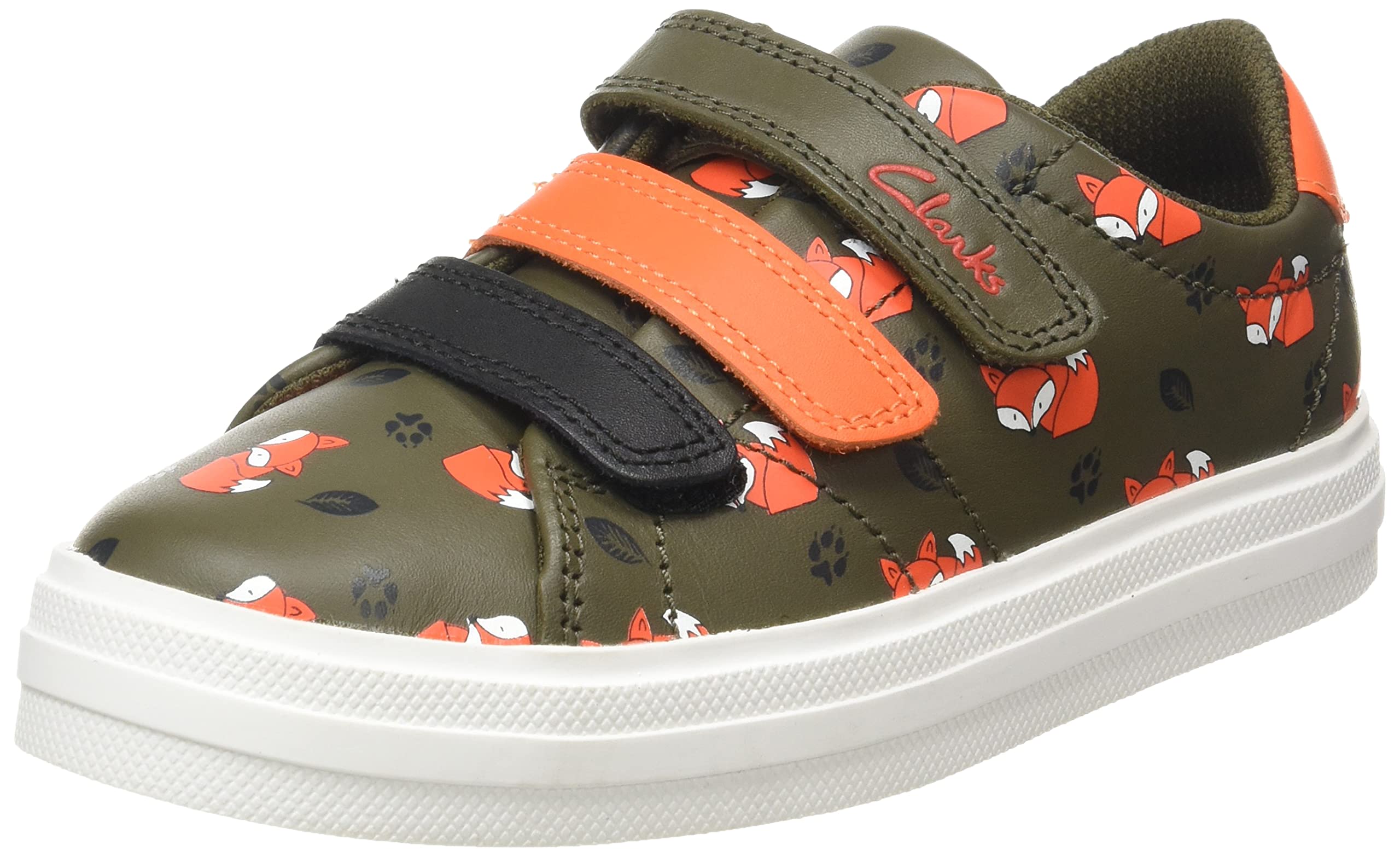 Clarks Mendipbrite K Sneaker, Khaki Combination, 12.5 UK Child