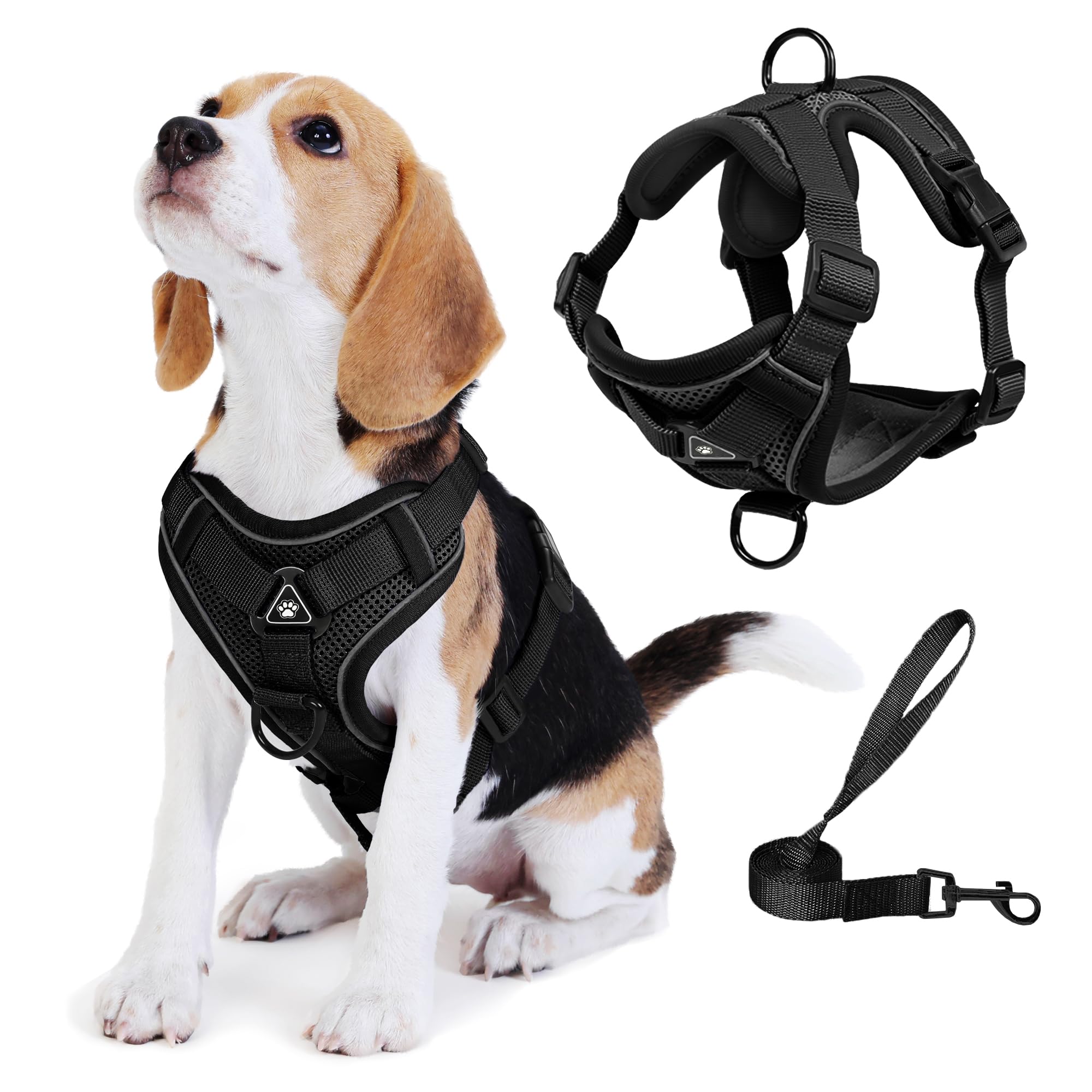 Jolifield No Pull Dog Harness with Leash Set for Medium Sized Dog, Reflective Adjustable No Choke Front Clip Cat Vest Harness with Breathable Mesh,