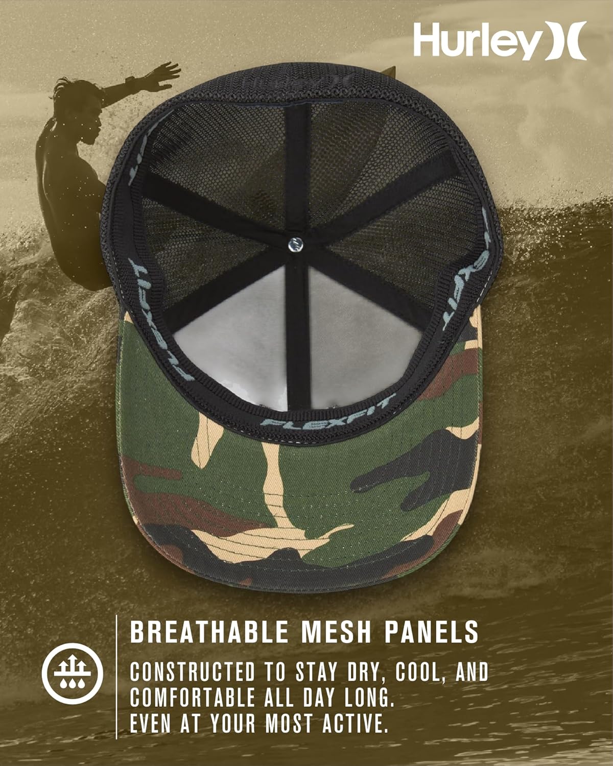 Hurley Men's Hat - Laguna Icon Mesh Fitted Trucker Cap