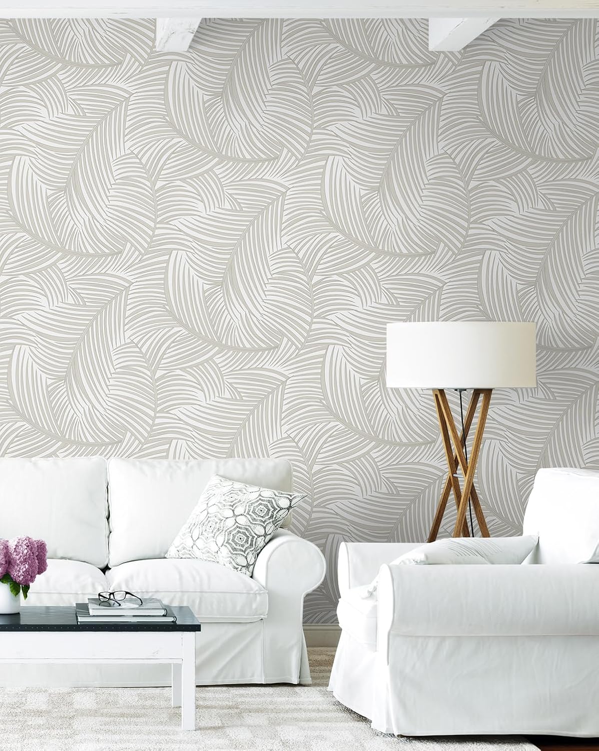 NextWall Tossed Palm Fronds Peel and Stick Wallpaper (Sea Salt)