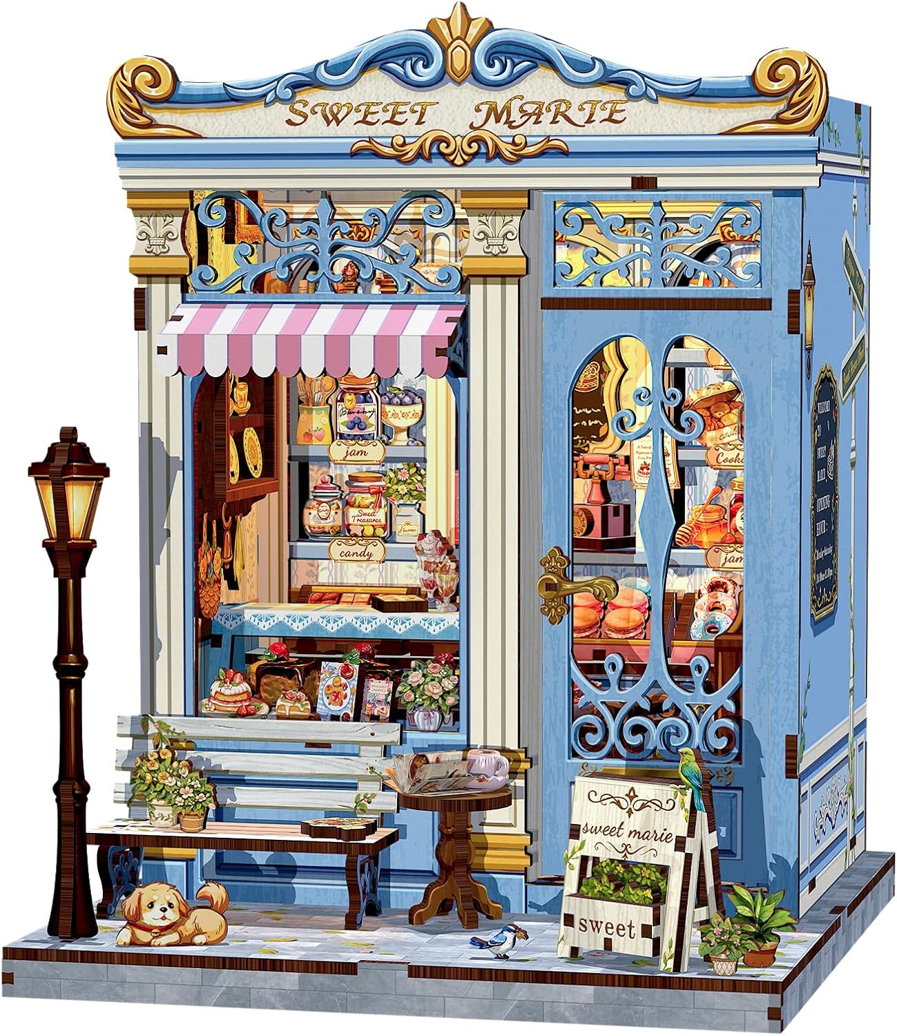 Fsolis Book Nook Kit, 3D Wooden Puzzles for Adults, 196 pcs, DIY Miniature House Kit Mini Building Booknook Bookstore Bookshelf Diorama Gifts for Readers Book Lovers (Green Life's Bookshop)