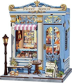 Fsolis Book Nook Kit - DIY Bookshelf Miniature Kit for Adults, 3D Puzzle Booknook Bakery Tiny House Adult Craft Gifts for Women Teenagers Book Lovers (Sweet Marie)