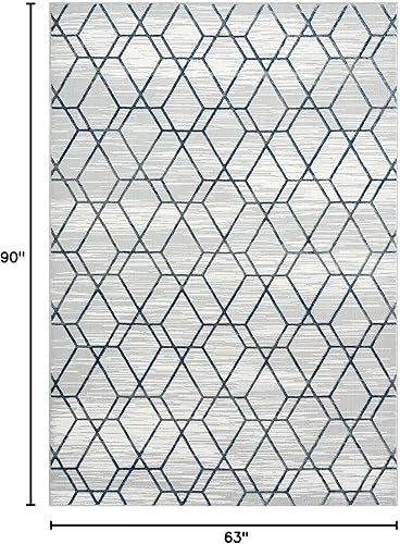 Miniatura 8 de Abani Nova Nov120A - Alfombra geométrica, color gris y plateado, tamaño 6 pies x 9 pies