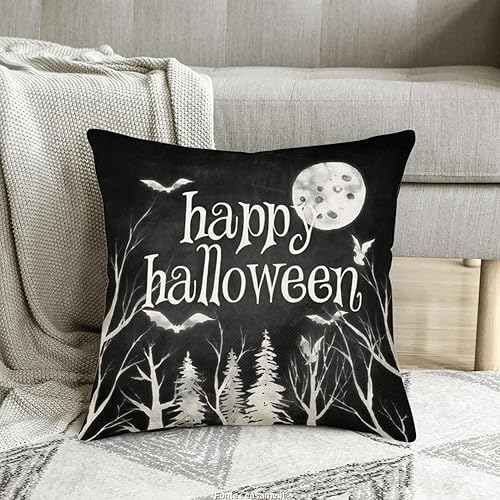 Miniatura 2 de Fundas de almohada decorativas de noche negra de 20 x 20 pulgadas, fundas de cojín decorativas de otoño, murciélagos, luna, árboles, bosque,