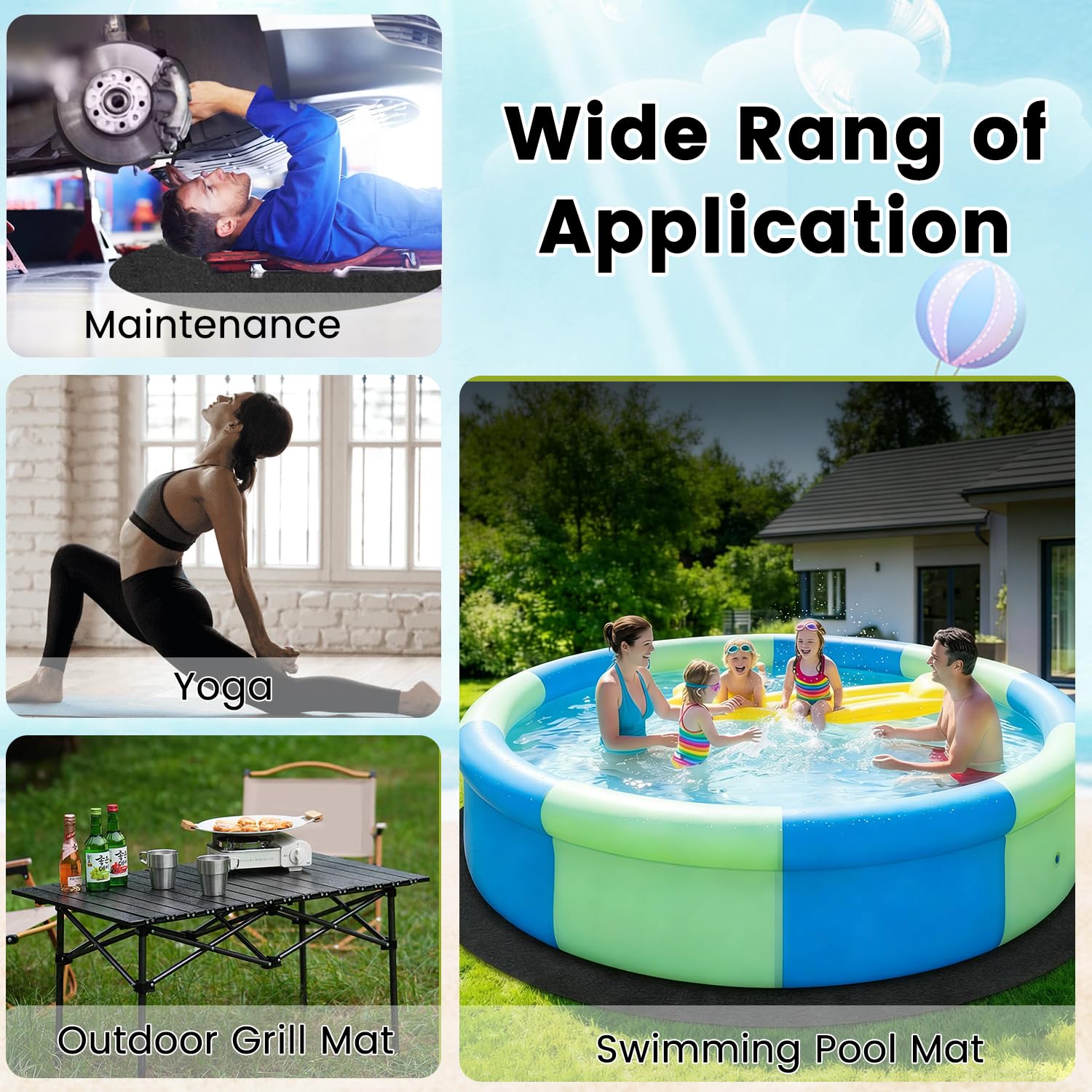 Pool Unterlage Outdoor,Poolmatten Schutzboden,Poolunterlage rutschfeste Unterlage 4 Meter Rund,Bodenschutzmatte Bautenschutzmatte,Verhindert Löcher Wasserabsorbierende Filzmatte,Pool Zubehör