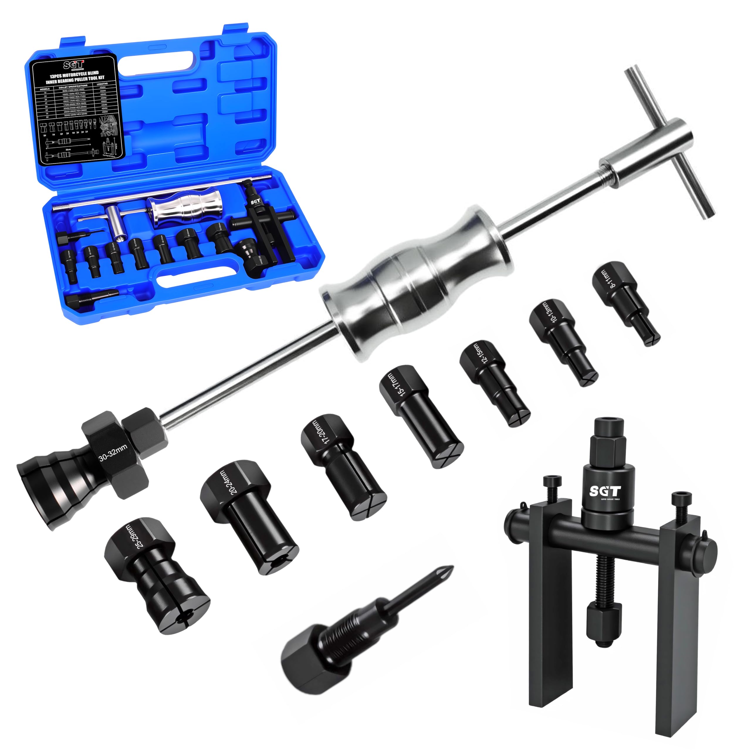 12pcs Blind Hole Bearing Puller Set, Internal Bearing Extractor Puller Kit