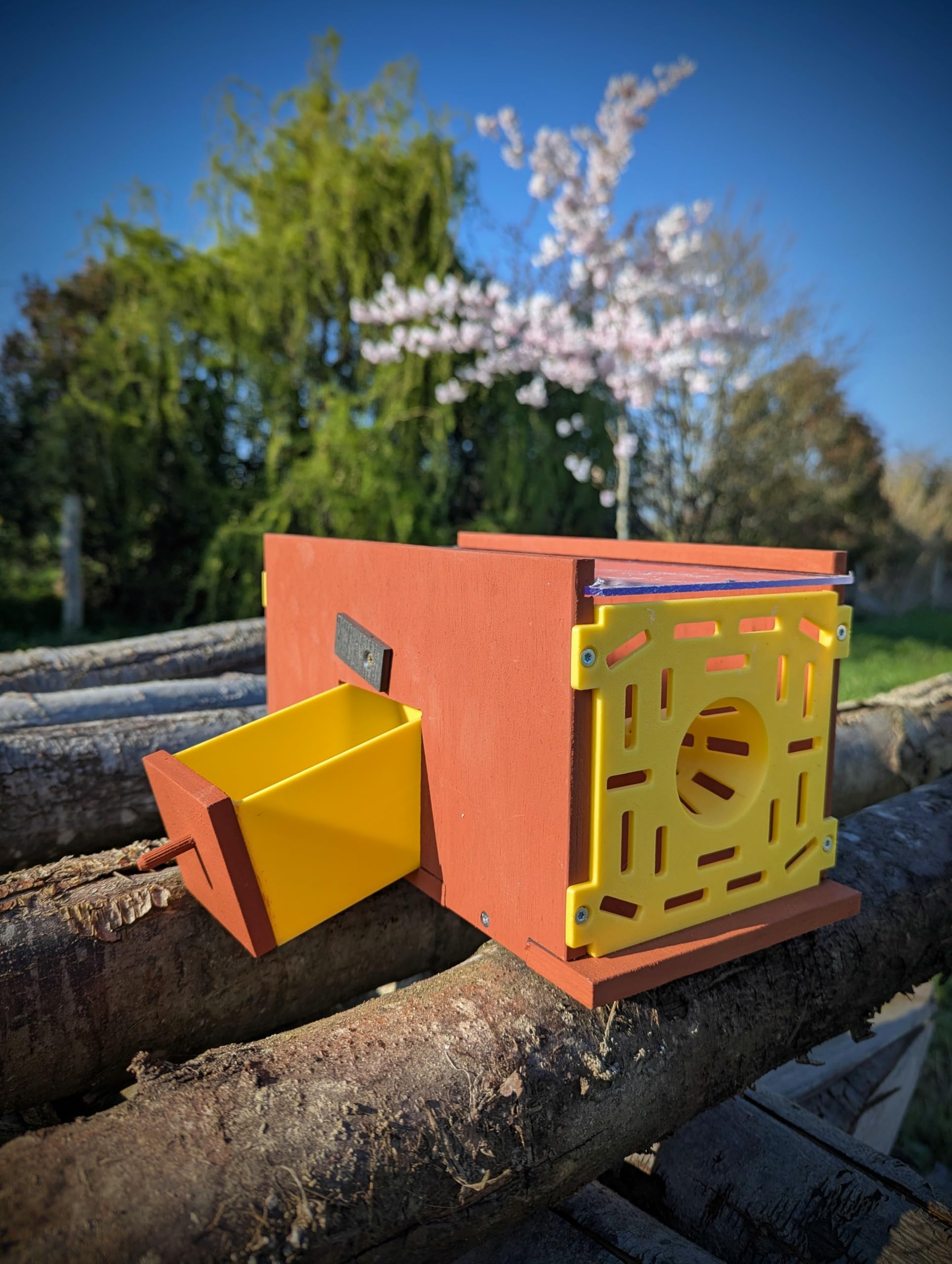 Piège Sélectif pour Frelons Asiatiques, Bois Contreplaqué Okoumé, Peinture à la Farine Rouge, Fabrication Artisanale (Sans kit appât facile)