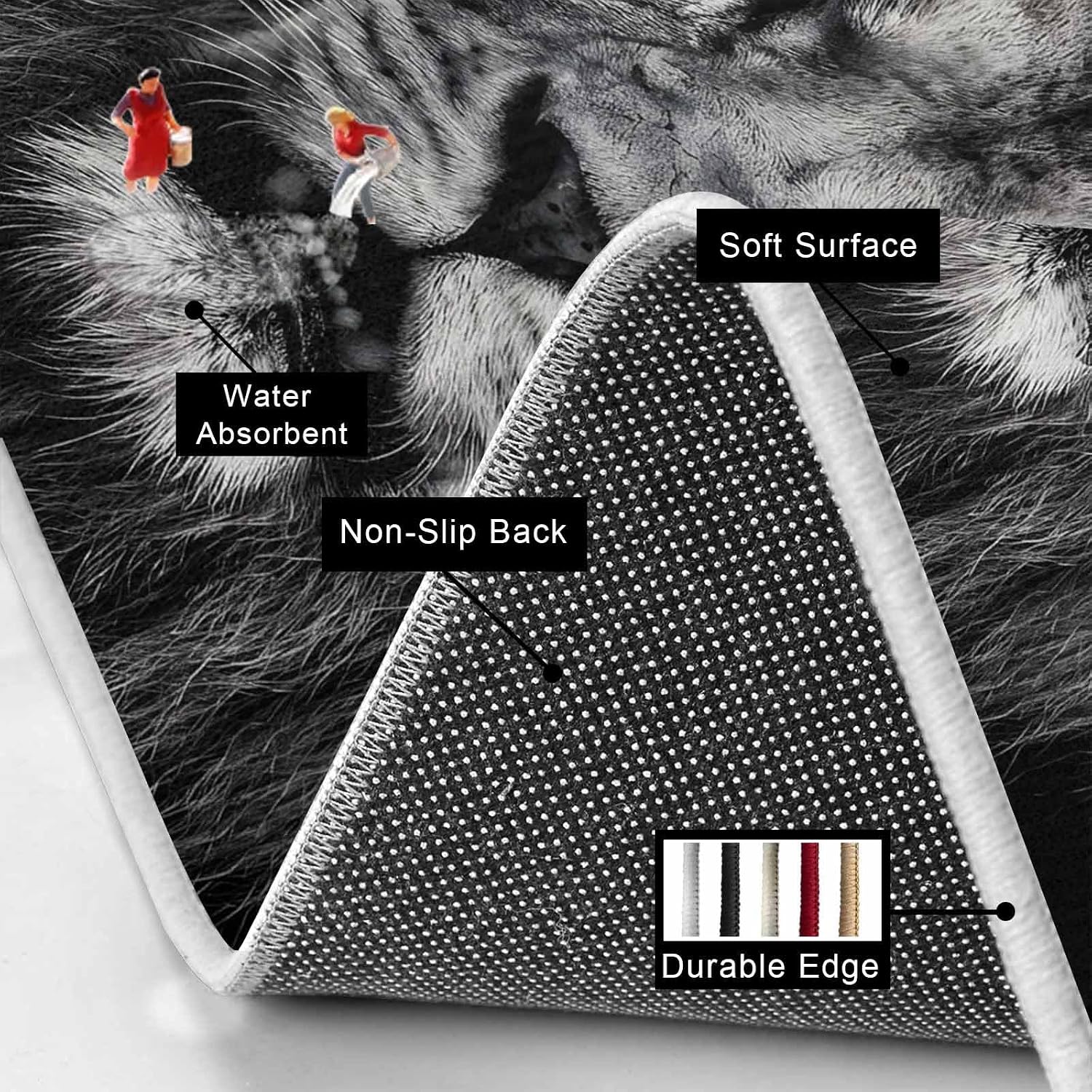 Lion Kitchen Mat Set 2 Pieces Modern Minimalist Black White Powerful Wild Animal Lion Head Non Slip Kitchen Rugs Washable Runner Rug Mats for Floor Sink Laundry Office 19.7" x 31.5"+19.7" x 47.2"