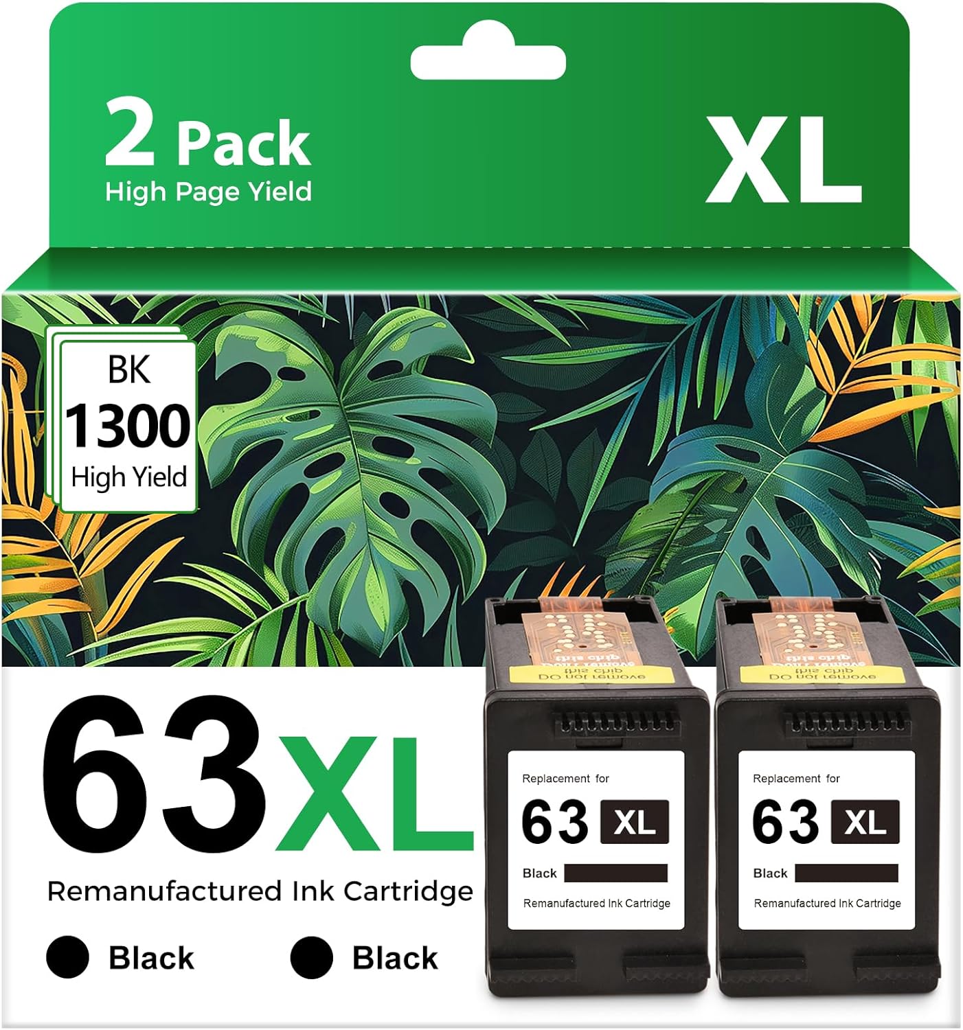 ZIPRINT 63XL Black Ink Cartridges Replacement for Hp Ink 63 63XL Black Ink Cartridges Compatible with HP Officejet 3830 4650 5255 5258 Envy 4520 4512 DeskJet 3630 2130 1112 Printer,2 Pack Black