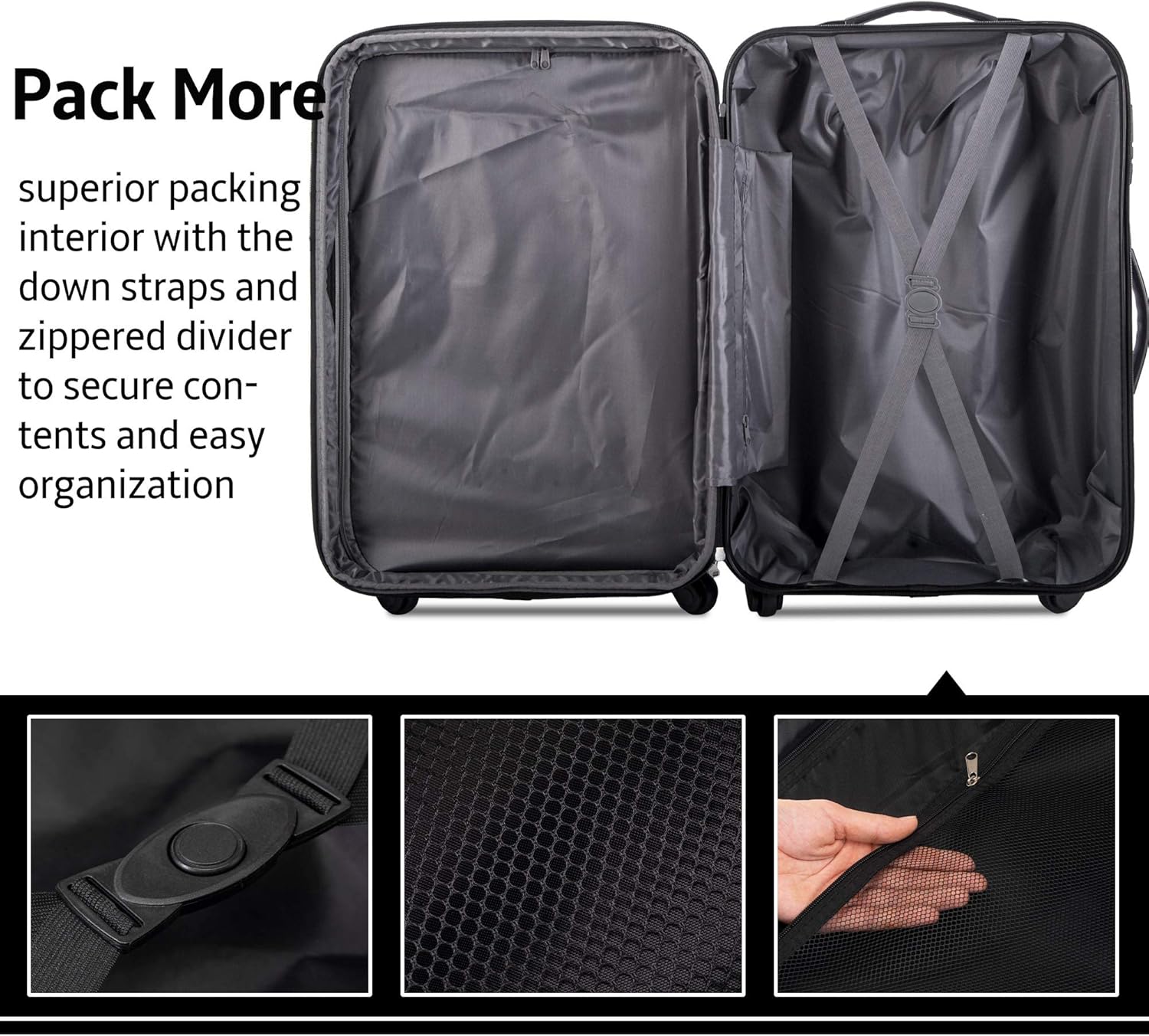 review Voohek 3 Piece Luggage Set Hardside Spinner Suitcase with TSA Lock 20