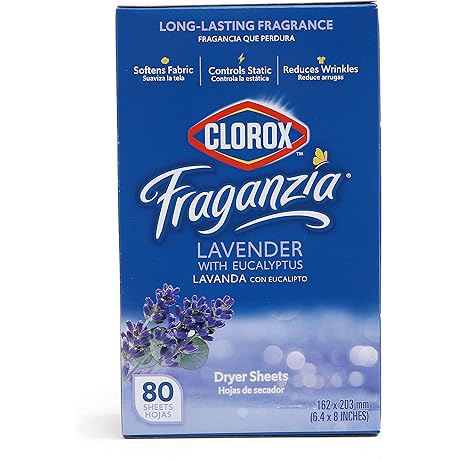 Clorox Fraganzia Dryer Sheets in Lavender with Eucalyptus Scent (80 Count), the...