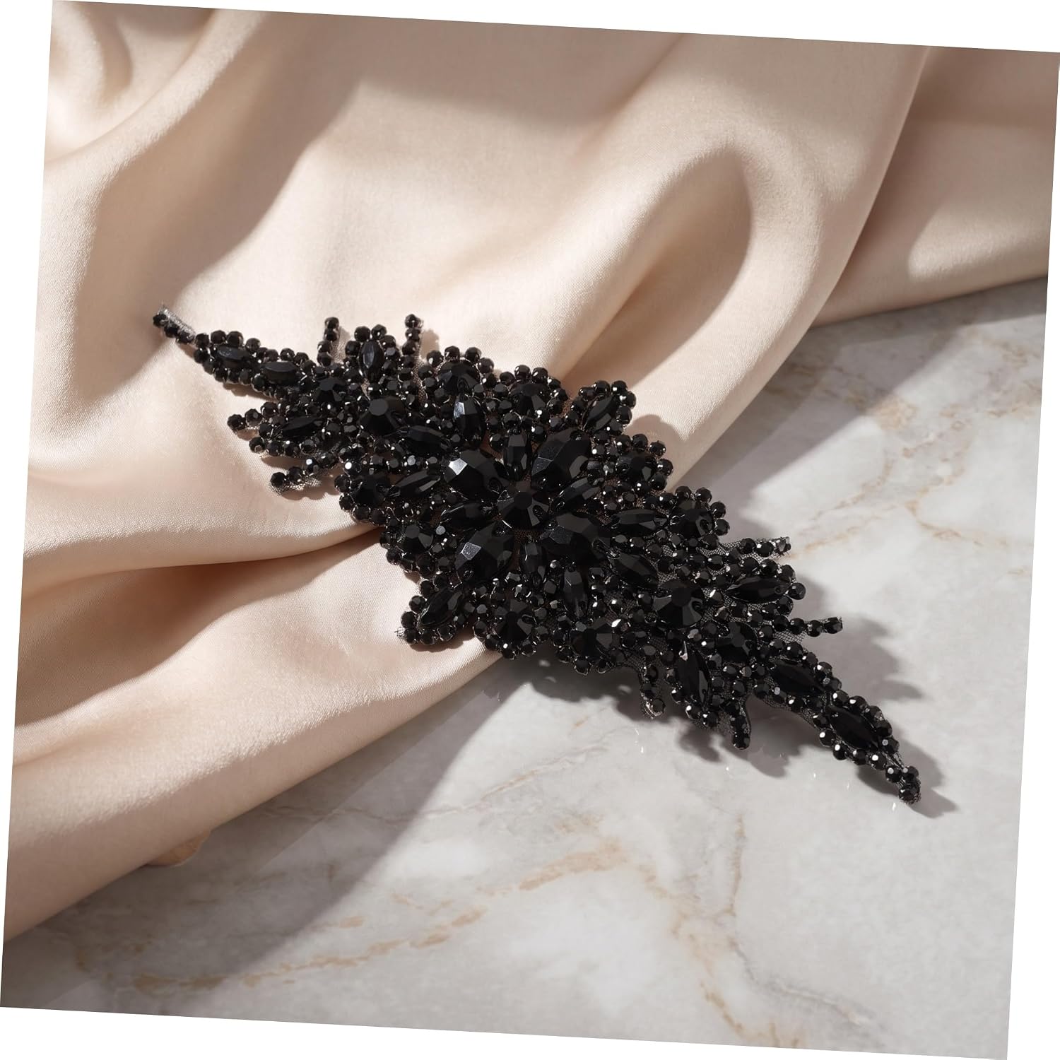 2pcs D Floral Rhinestone Applique for Bridal Gowns and Prom Dresses