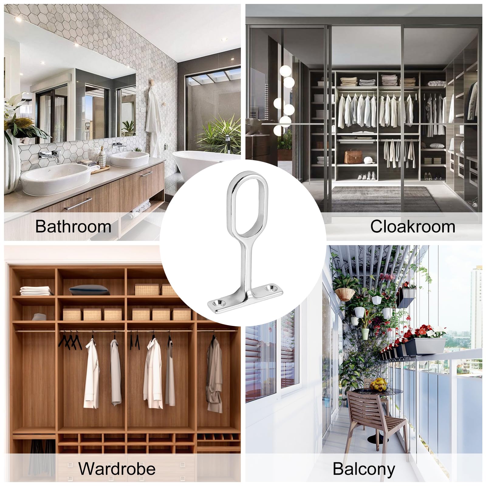 Staffe Per Asta Armadio Senza Viti - 2 Pezzi In Lega Di Zinco Per Appendiabiti - Foto 9