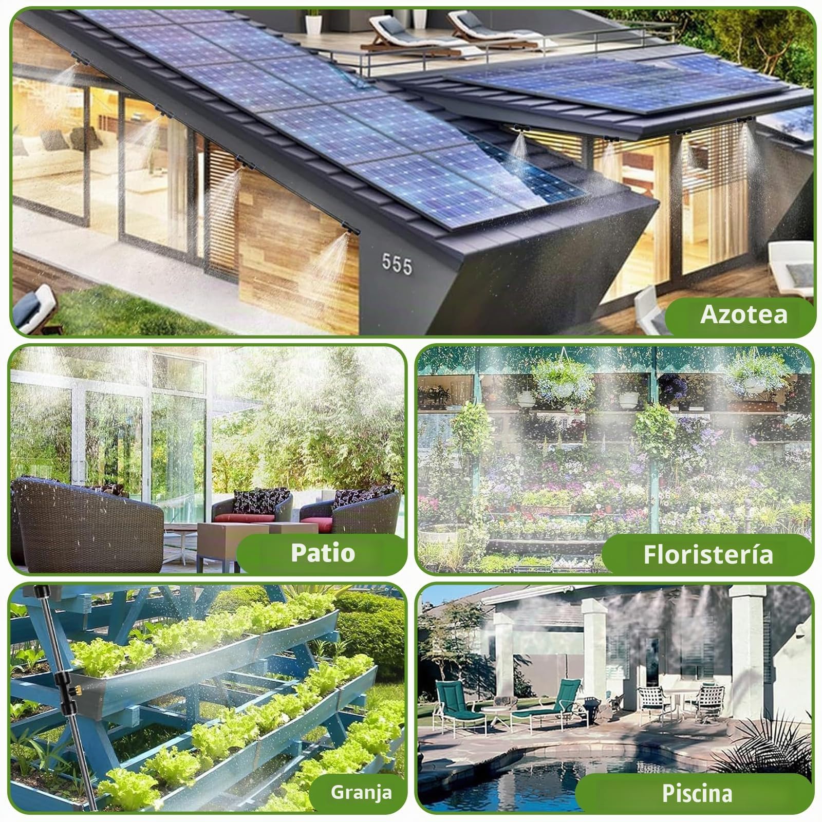 XUNIVERS10M Kit Nebulizador Jardín,Nebulizador Terraza Jardín, DIY Kit de Nebulización Terraza, Kit Nebulizador Terraza, Rociador de Terraza con Manguera Duradera y Boquillas Extraíbles para Giardino
