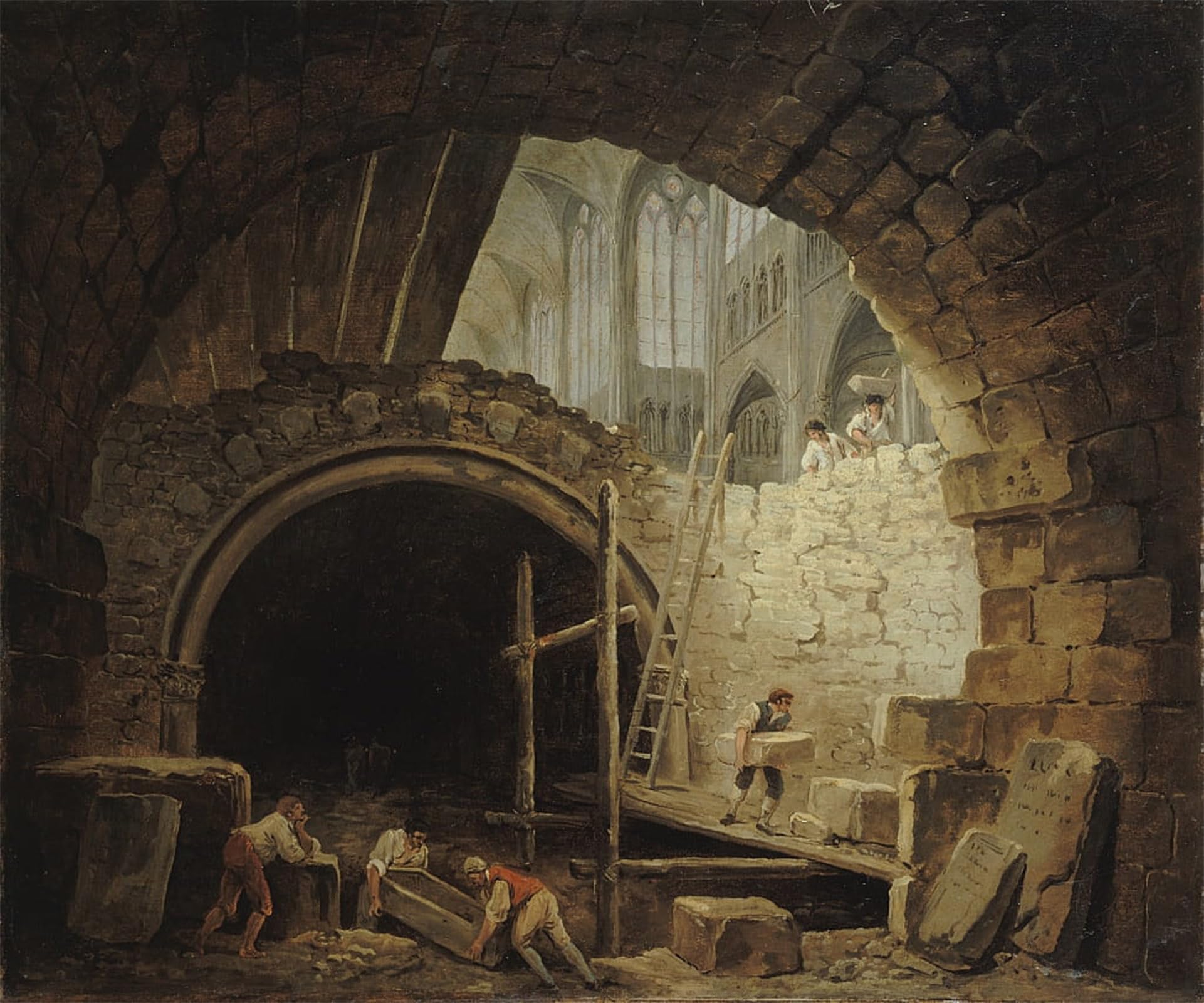 Peinture sur Toile Hubert Robert Basilique Saint Denis Décoration Chambre 60x90 - 5