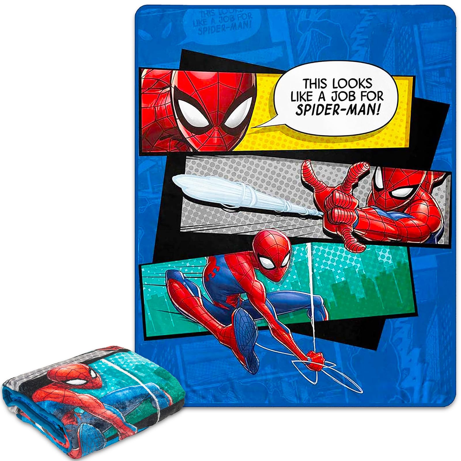 Spiderman Throw Blanket Bundle - Spiderman Kids and Teens Blanket, Stickers, and More for Boys and Girls | Spiderman Blanket Size 40