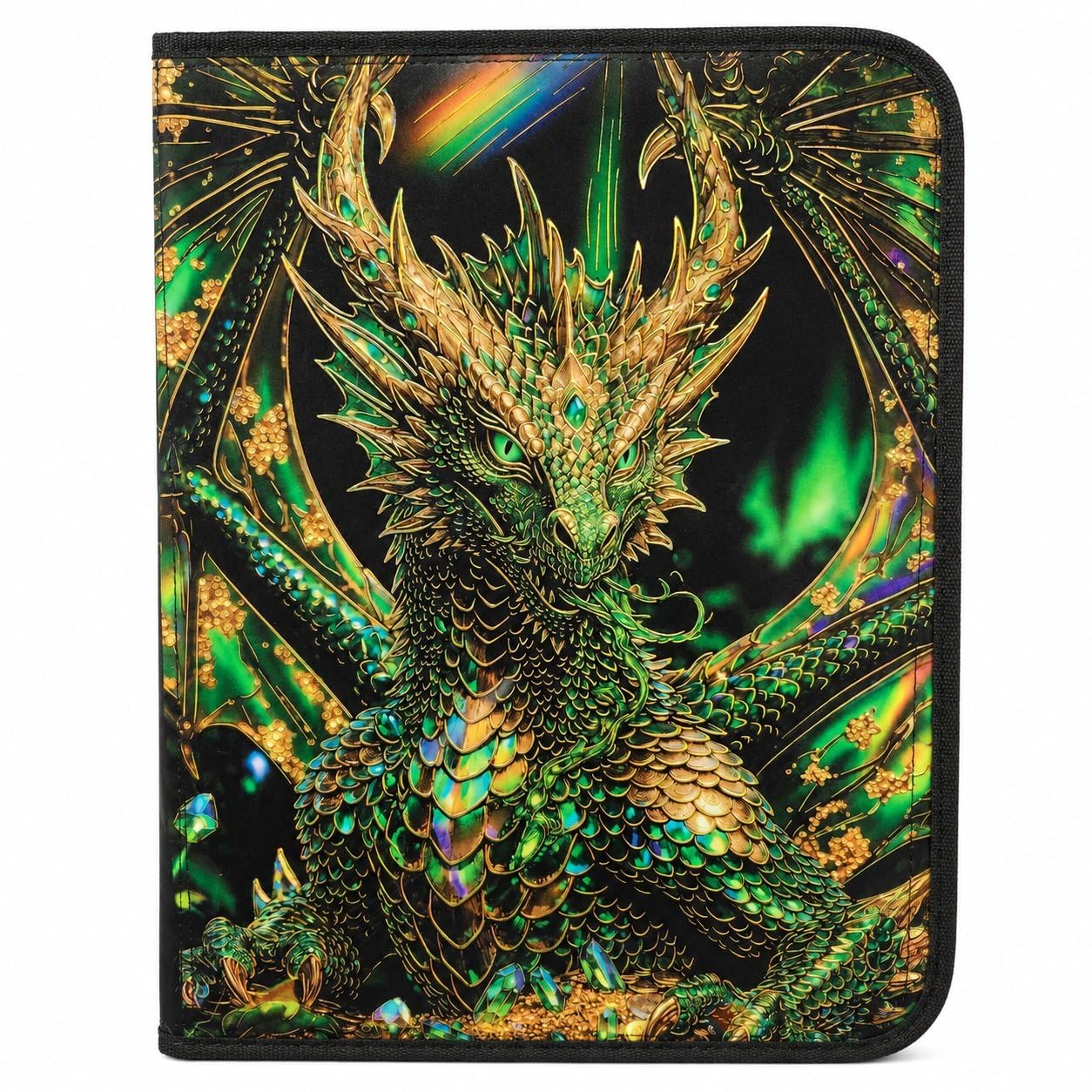 Emerald Canopy Hoarder, raccoglitore per carte collezionabili con 9 tasche con cerniera, 360 carte con caricamento laterale, opera d'arte olografica con drago verde