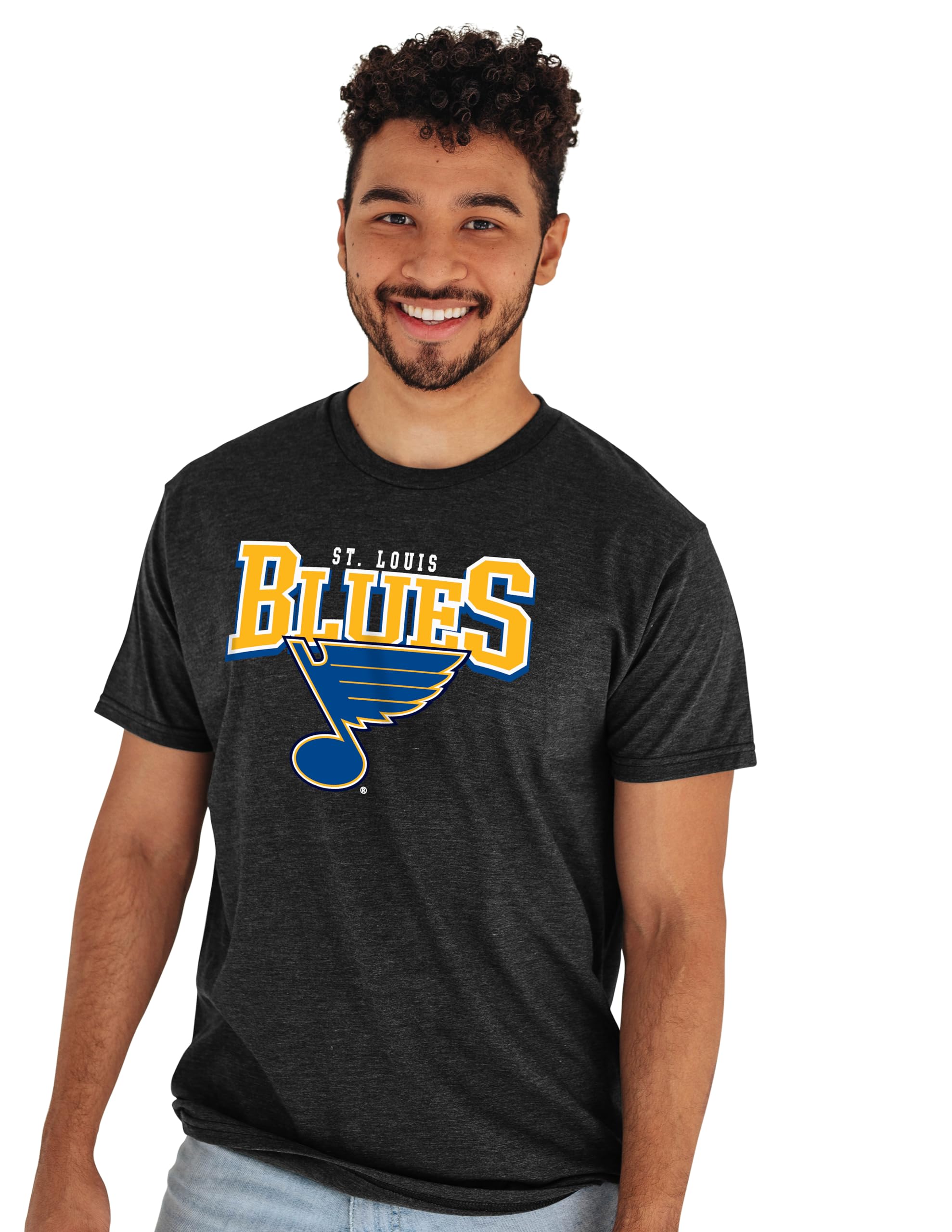 Blue 84 NHL Unisex-Adult NHL Officially Licensed T-Shirt Heathered Black