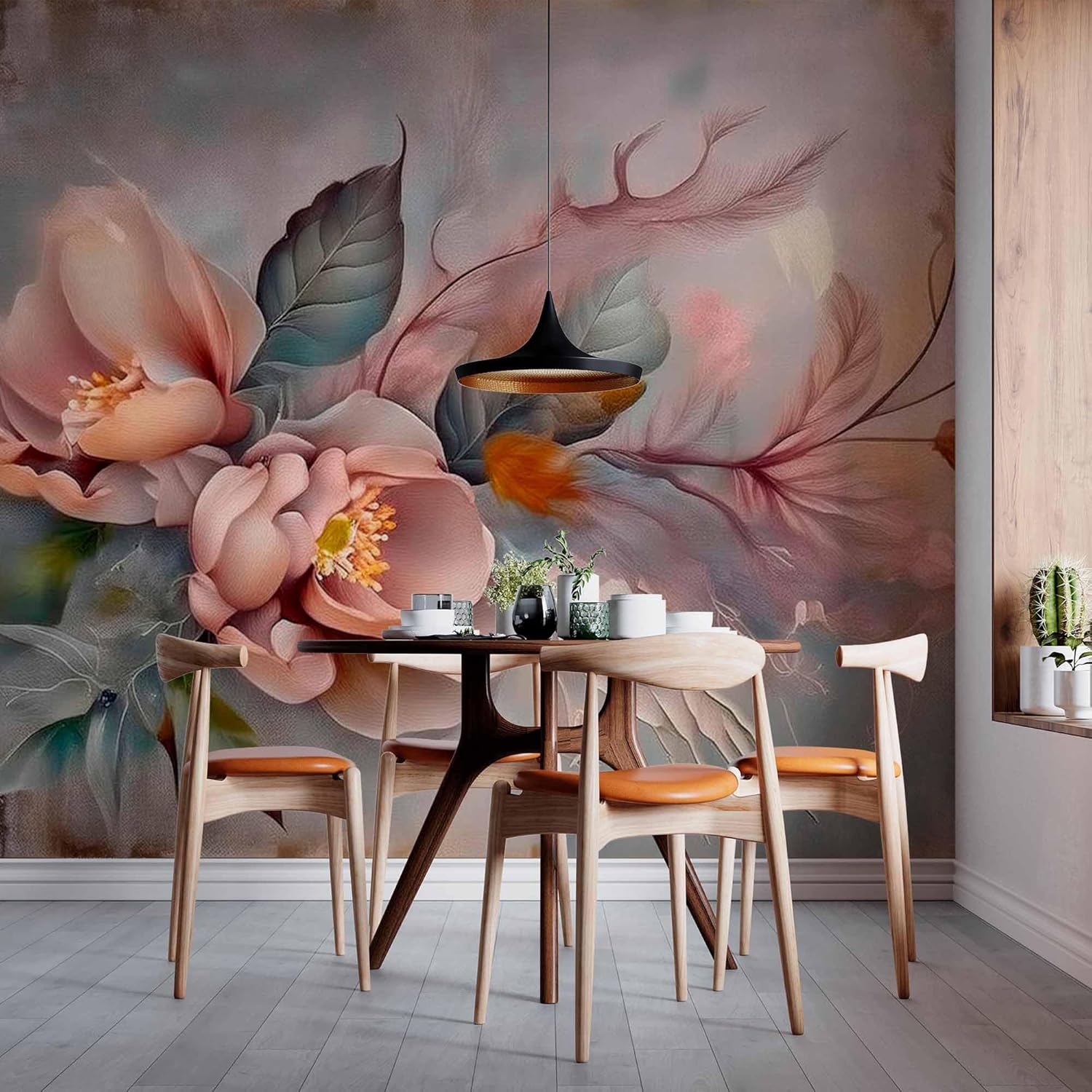 Petal Serenity Wallpaper - 3D Large Flowers Bouquet Wall Art - Peony Wallpaper Peel and Stick - Self Adhesive Wall Mural for Bedroom