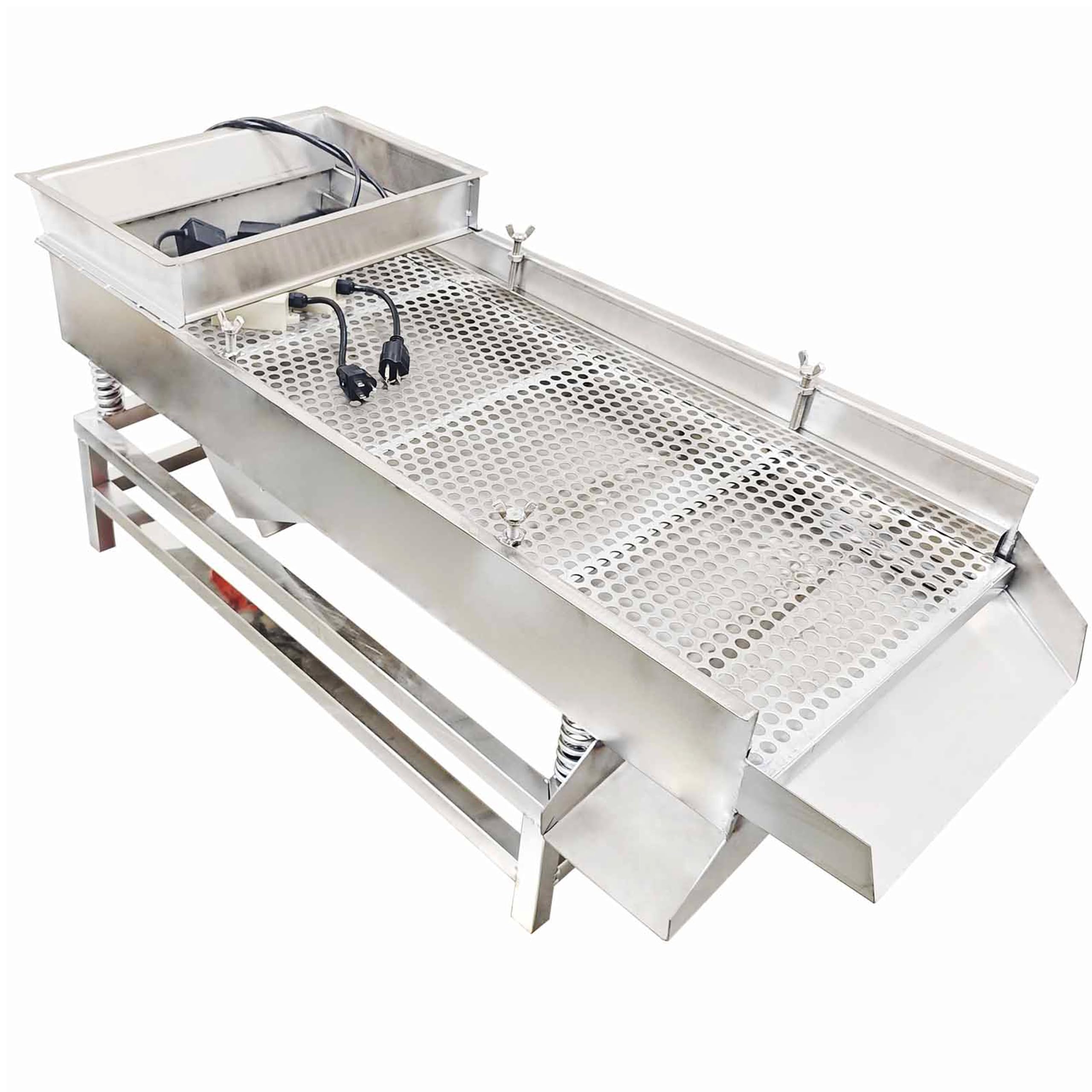 LGXEnzhuo 110V JG40-95 Linear Vibrating Screen Double Motor Single Layer Round Mesh Full Stainless Steel 12mm 80W*2