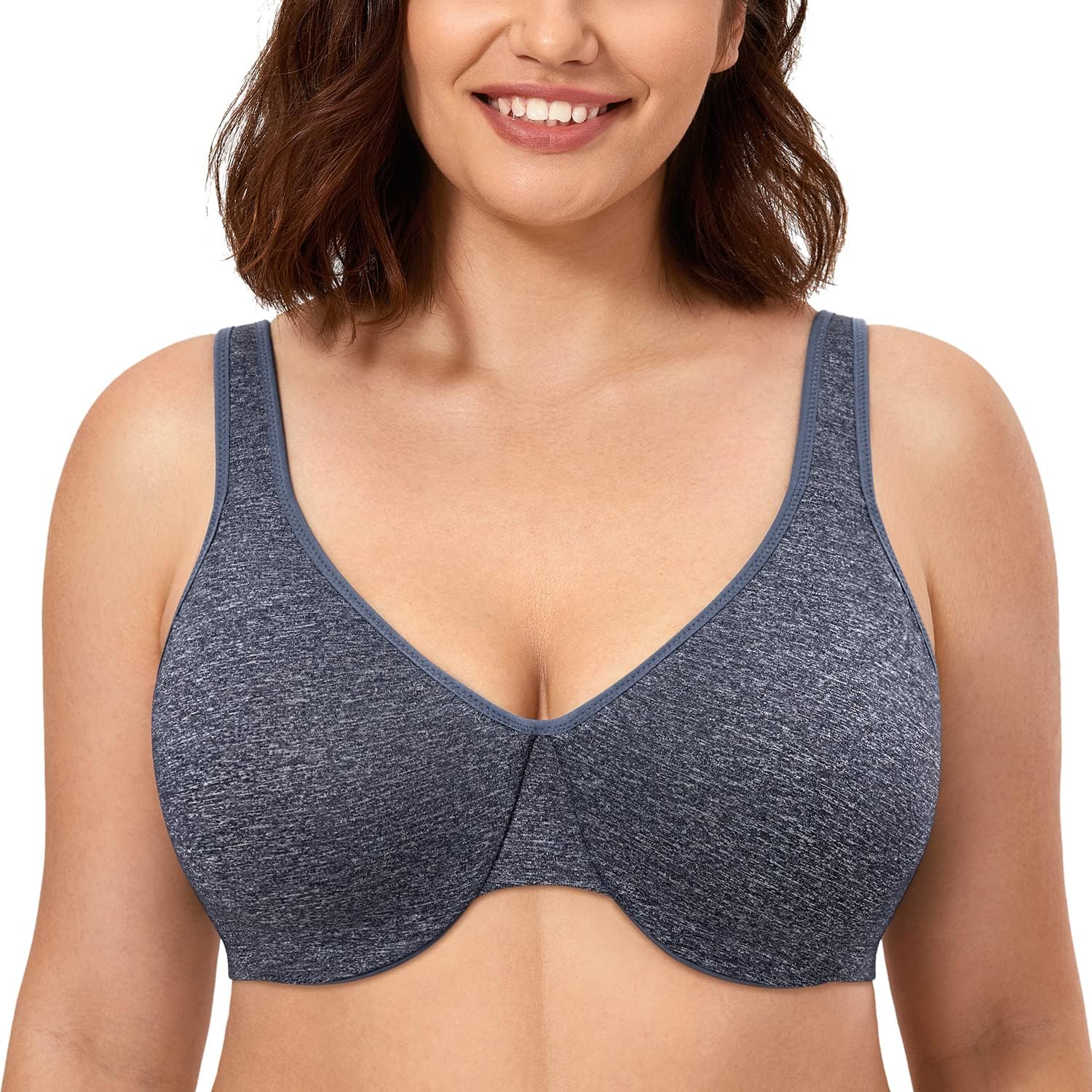 CALVENA Women's Unlined Full Coverage Minimizer Bra Plus Size Underwire Bra for Heavy Breast