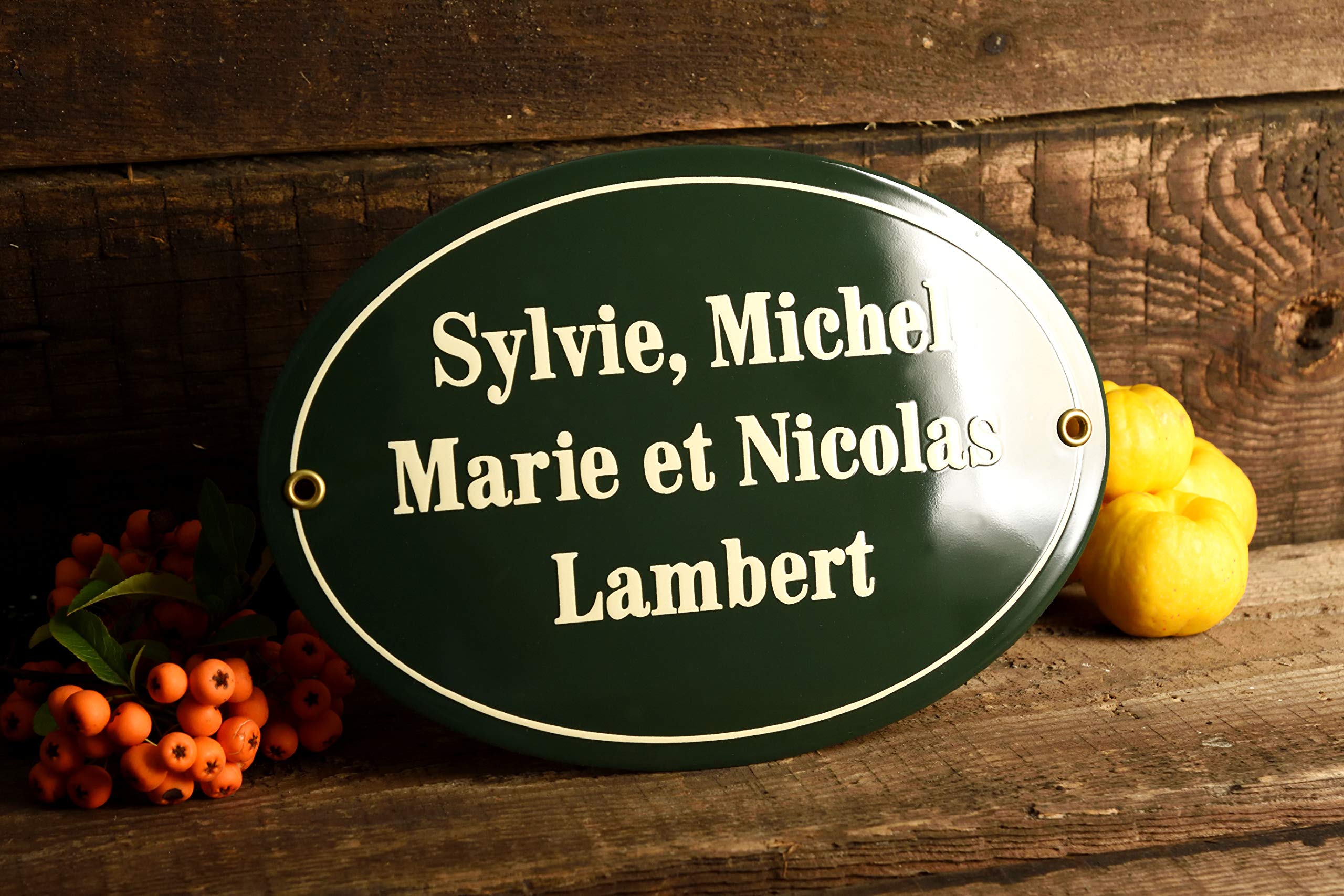 Namensschild Türschild Emaille oval 15x21cm Schild mit Wunschnamen | Premiumqualität