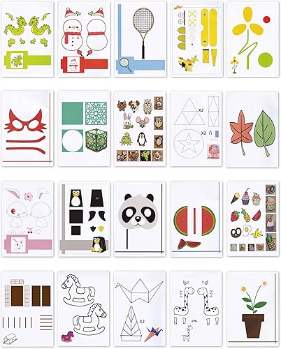 Miniatura 3 de RIEOS - Libro de dibujo de impresión 3D, plantilla de papel grueso reutilizable de 40 patrones coloridos con un plato transparente, plantilla de