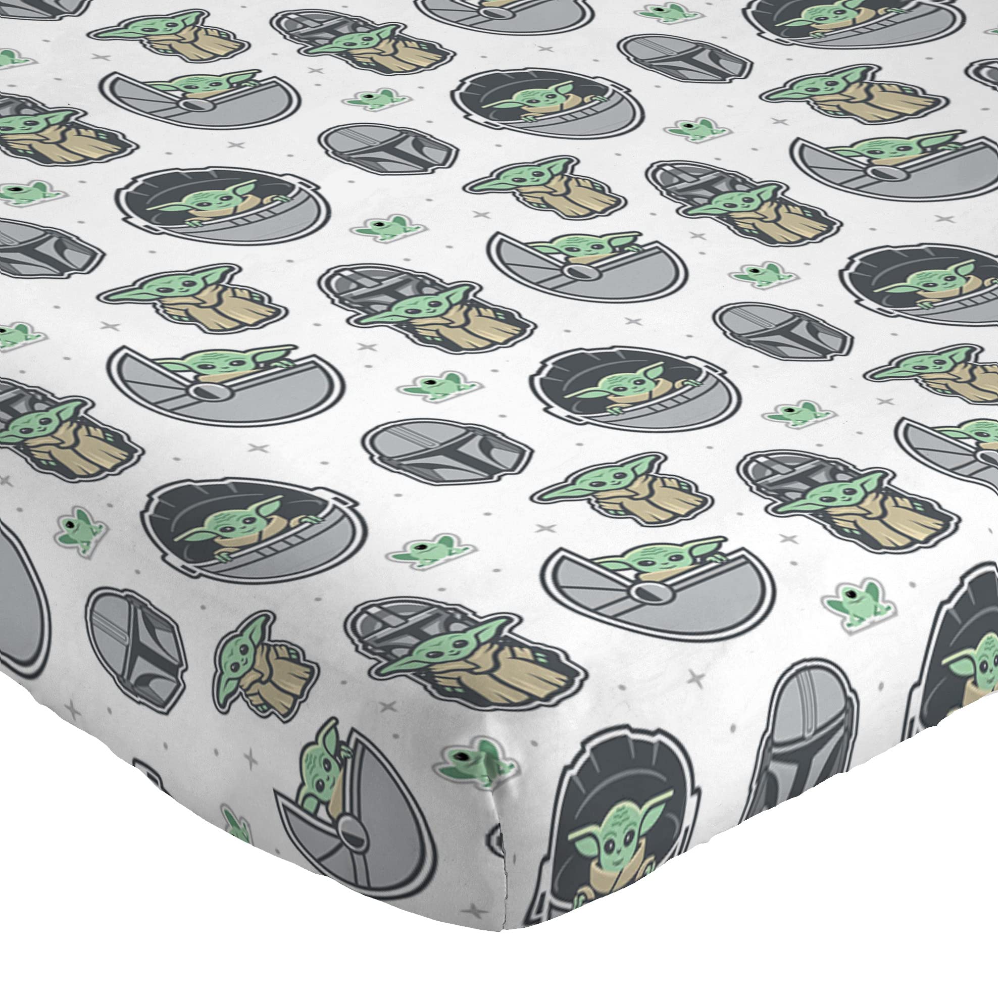 Jay Franco Star Wars Mandalorian The Cutest Bounty 100% Cotton Fitted Sheet 90 x 200 cm Single Size Set of 2,White - Image 4