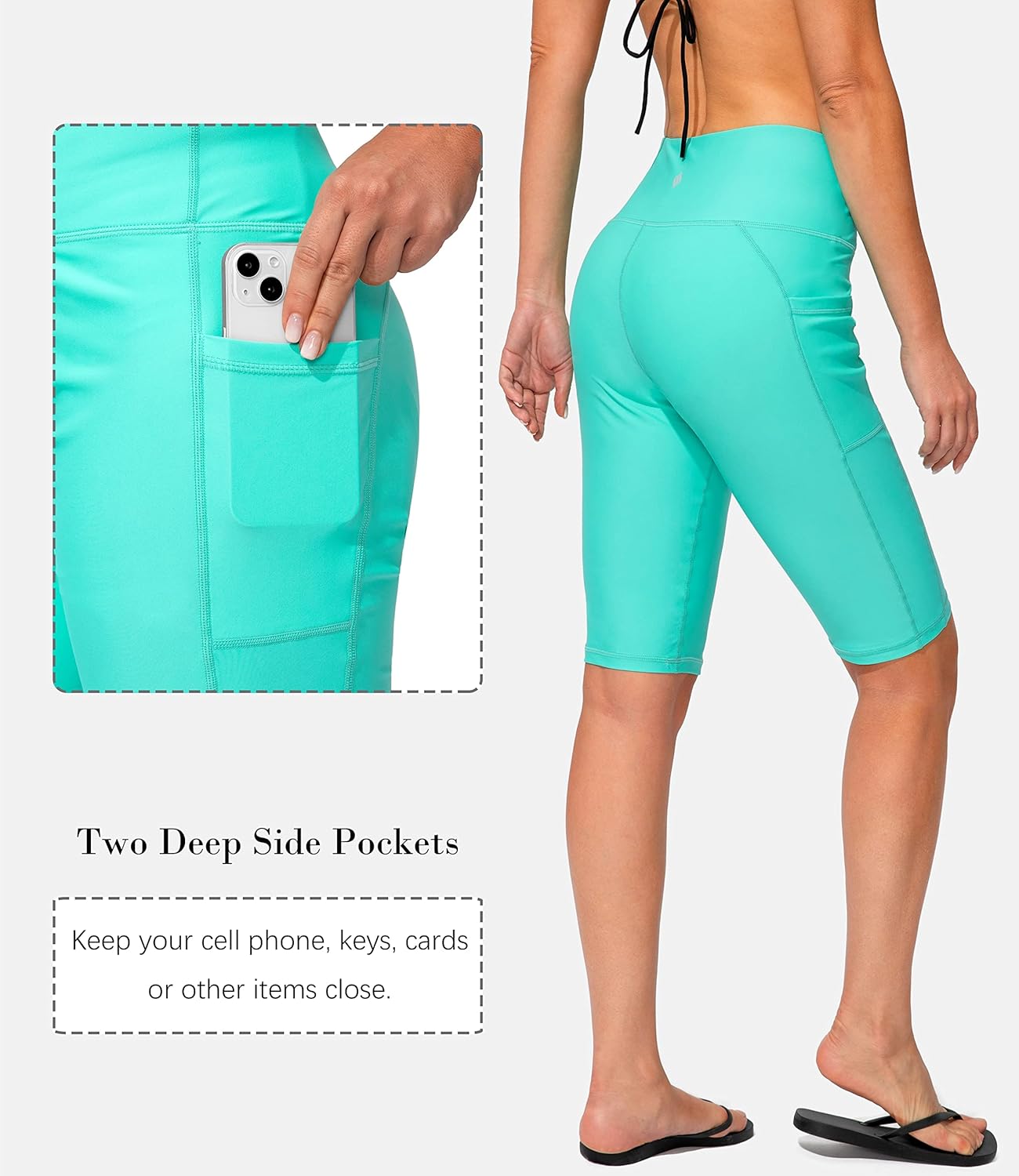 SANTINY Women's 8''/12'' High Waisted Swim Shorts with Pockets UPF50+ Long Board Swimming Shorts for Women with Liner - Image 4