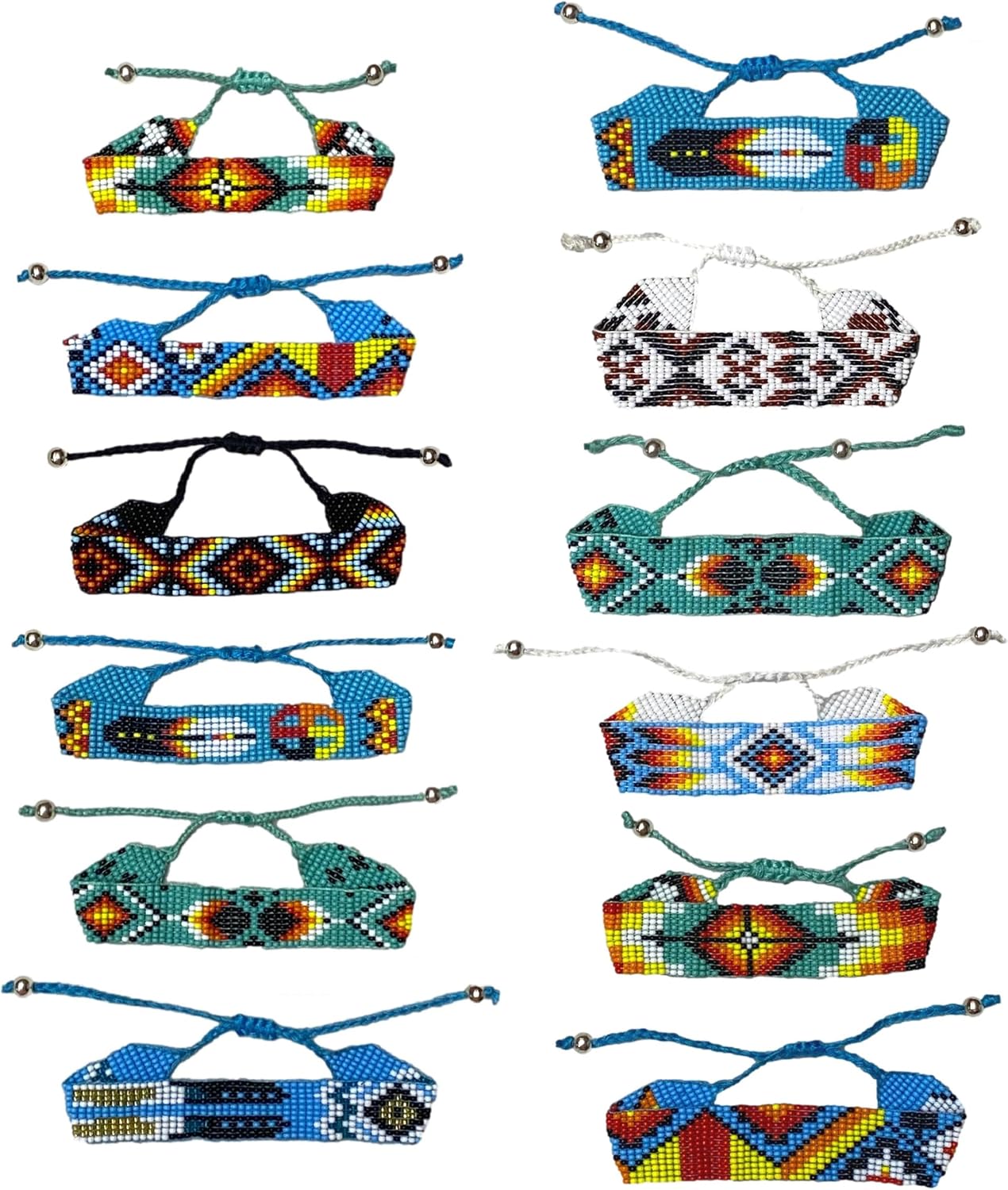Colorful Adjustable Beaded Bracelets - Handmade Native American Style Jewelry - Czech Bead Accessory