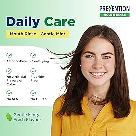 Prevention Daily Care Alcohol-Free Mouthwash, Hydrogen Peroxide Teeth Whitening with Soothing Fresh Mint for Bad Breath Treatment, Fluoride-Free Gum Care Oral Mouth Rinse 16 oz 2 Pack