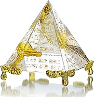 Vista 1 de H&D HYALINE & DORA 60MM Pirámide de Cristal Prisma Peso de Papel Energía Positiva Ornamento de Vidrio Pirámide Egipcia con Personaje Dorado Egipcio
