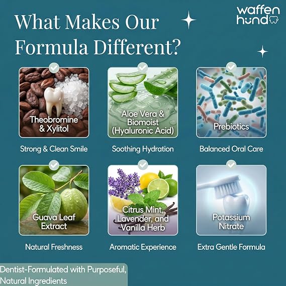 Aromatic Mint Vanilla Lavender Fluoride Free Toothpaste - Dentist Formulated Xylitol Toothpaste for Gentle Cleansing & Fresh Breath - Prebiotic Theobromine Toothpaste, 80g