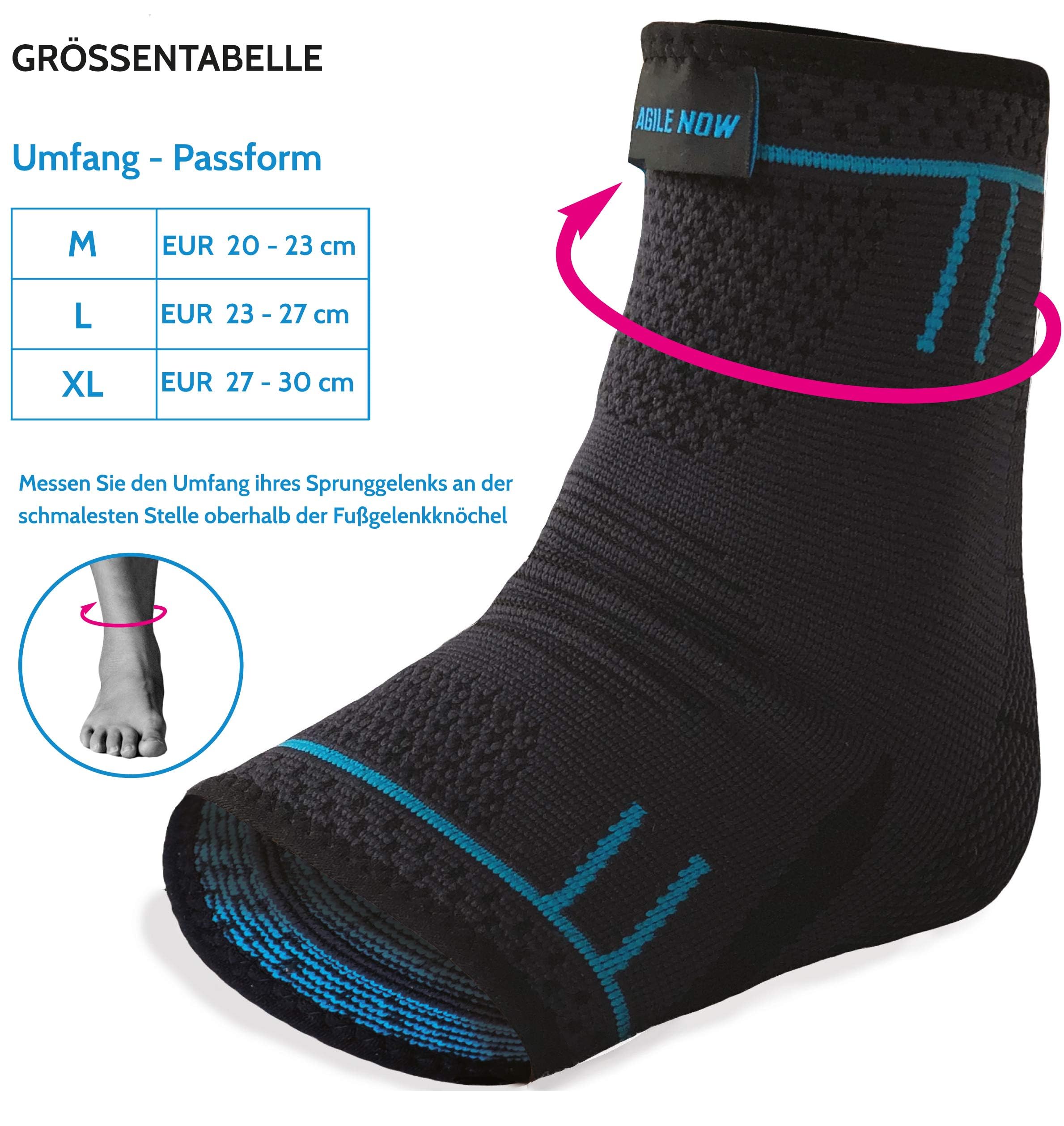 Sprunggelenkbandage 2er Set stabilisiert die Knöchel & schützt die Gelenke – Knöchelbandage für Damen & Herren – rutschfeste & atmungsaktive Fußbandage – passt in jeden Schuh (L | Blau)