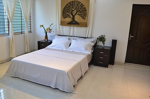 Miniatura 2 de GO GREEN ORGANICS Juego de sábanas de satén de algodón orgánico de 300 hilos Queen estándar de Estados Unidos rayas plateadas para la nieve