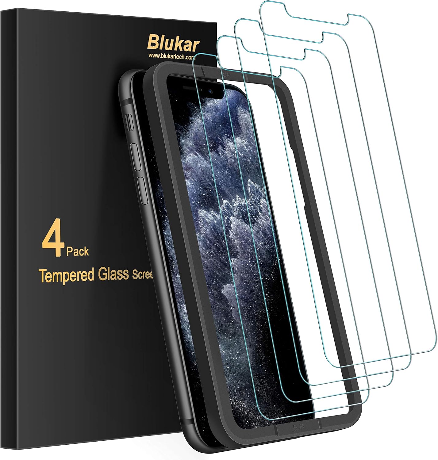 Blukar 4 Pack Screen Protector For Iphone 11 Pro Iphone X Iphone Xs 5 8 Inch Premium Tempered Glass Film With The Positioning Artifact 9h Hardness Anti Scratch No Bubbles High Definition Amazon Co Uk Electronics