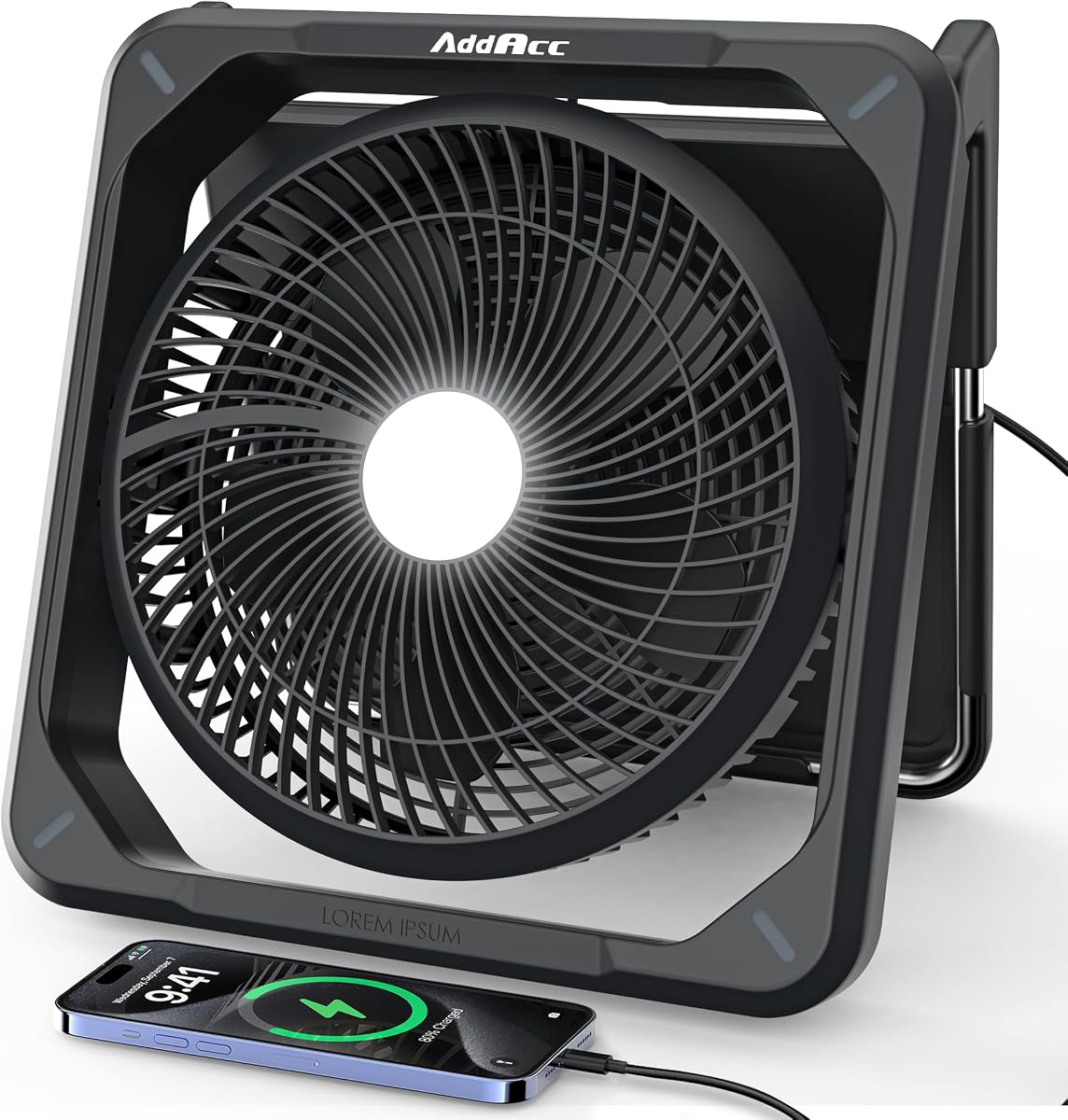 11.5 inch Portable Solar Powered Fan, Battery Powered Camping Fan, Solar Charger, Timer & Lantern, Battery Operated Travel Fan for Sleeping Outdoor Tent Car Beach Hurricane Essentials Accessories