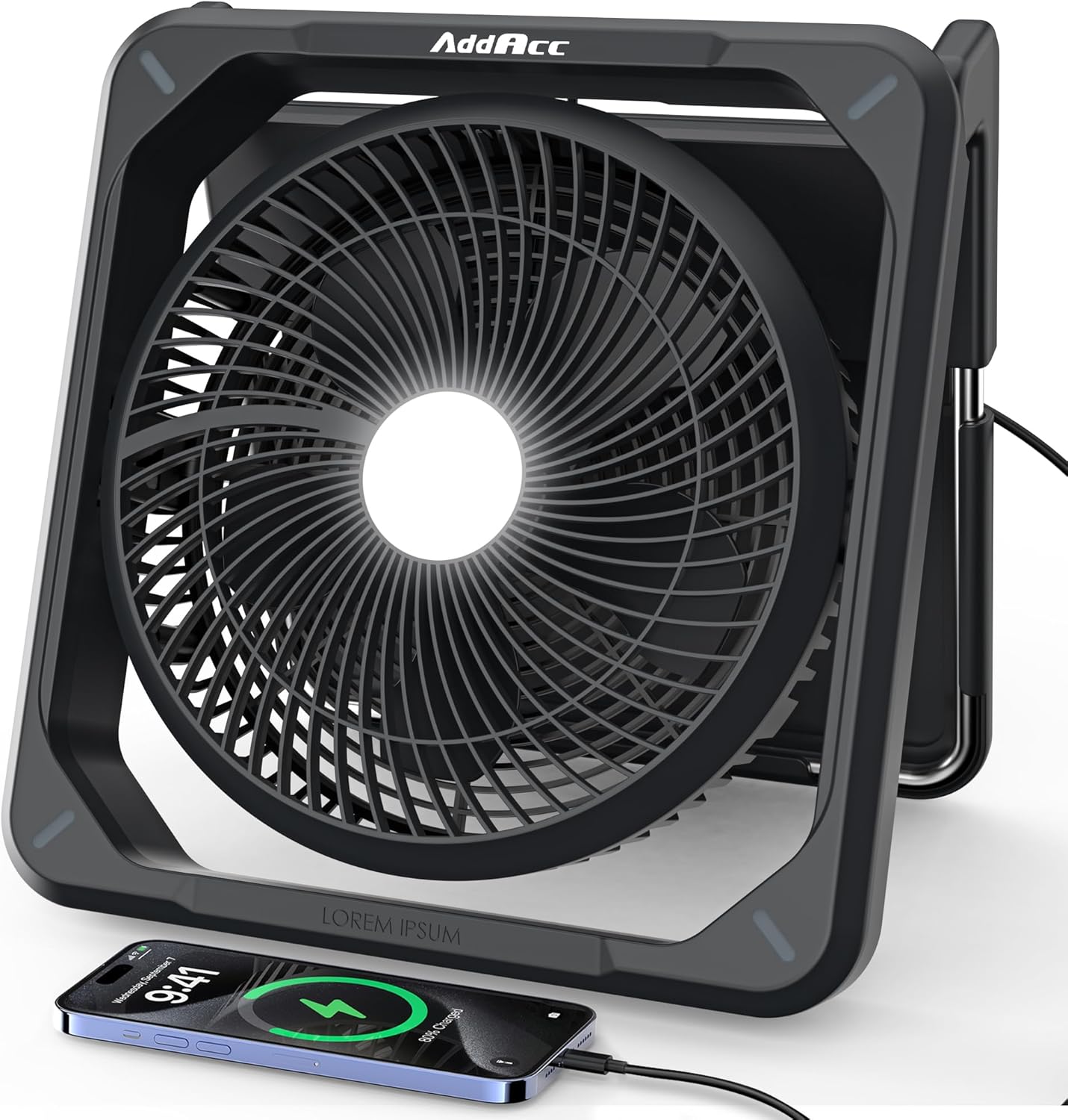 Solar Fan with LED Lantern -10W Detachable Solar Panel Powered Fan, 90° Adjust, 20Hrs Cooling, 3 Speed & Timer, Rechargeable Battery Operated for Camping Outdoor Fishing Travel RV Hurricane